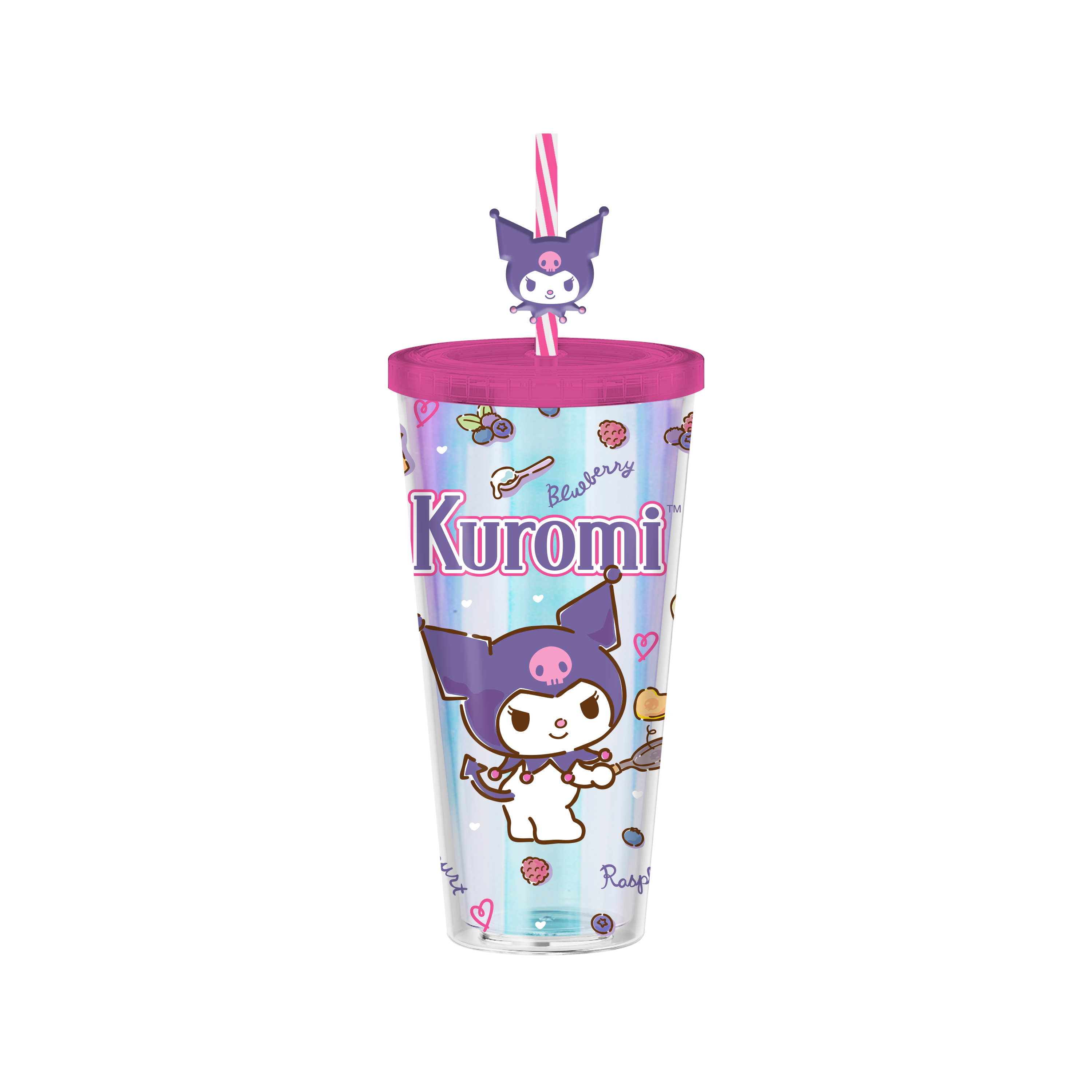 Sanrio Kuromi Flipping Pancake Icons Iridescent 24oz Plastic Cold