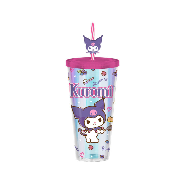 Sanrio Kuromi Flipping Pancake Icons Iridescent 24oz Plastic Cold