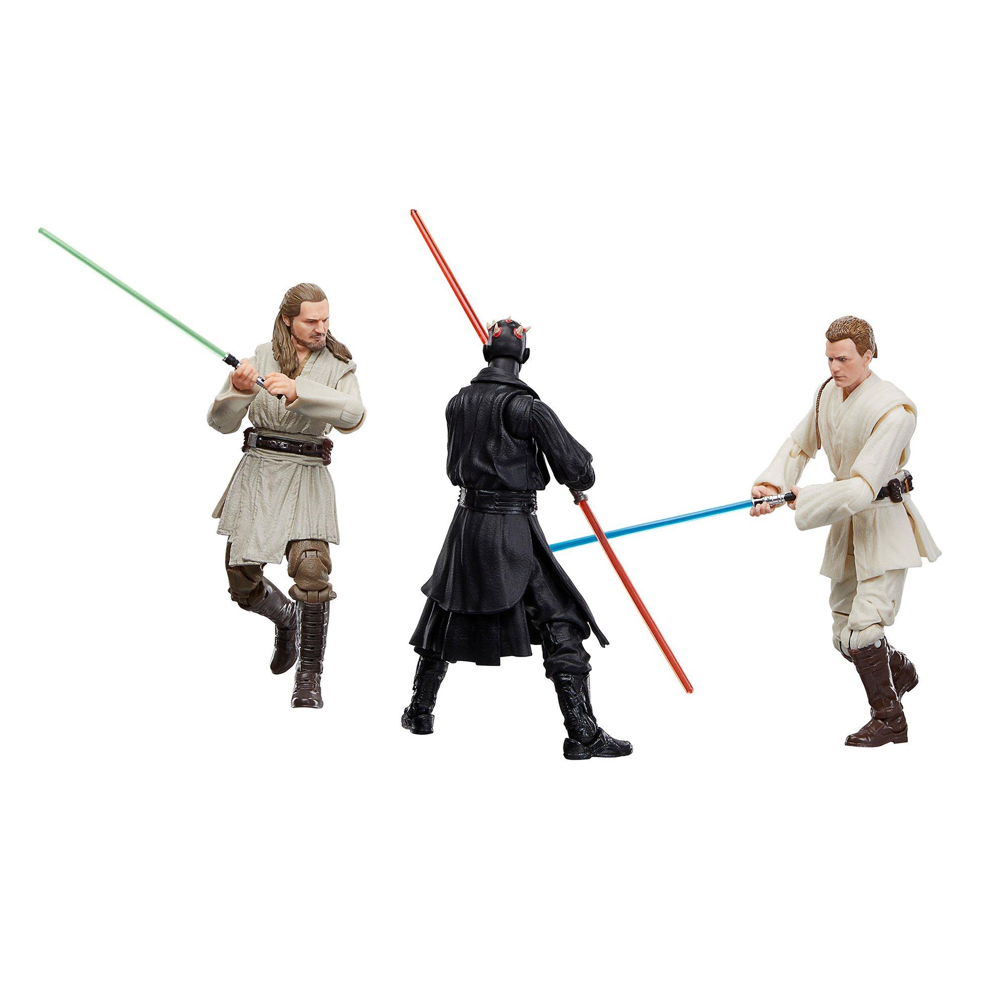 Hasbro Star Wars The Black Series Star Wars: The Phantom Menace Qui-Gon Jinn, Obi-Wan Kenobi, Dauth Maul Action Figure Set GameStop Exclusive