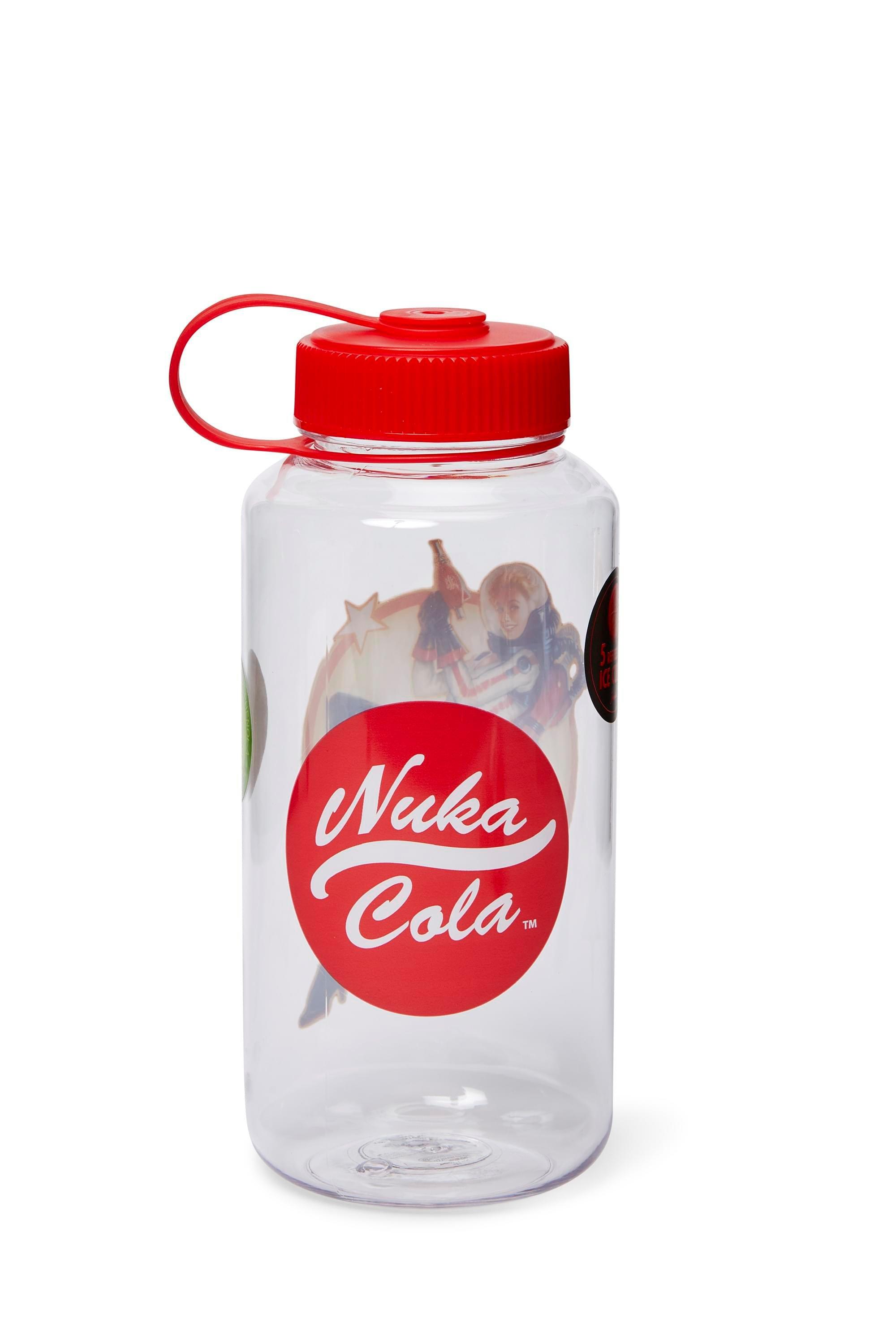 Fallout Nuka Cola Logo Plastic 34oz Water Bottle with Lid and Molded Ice Cubes