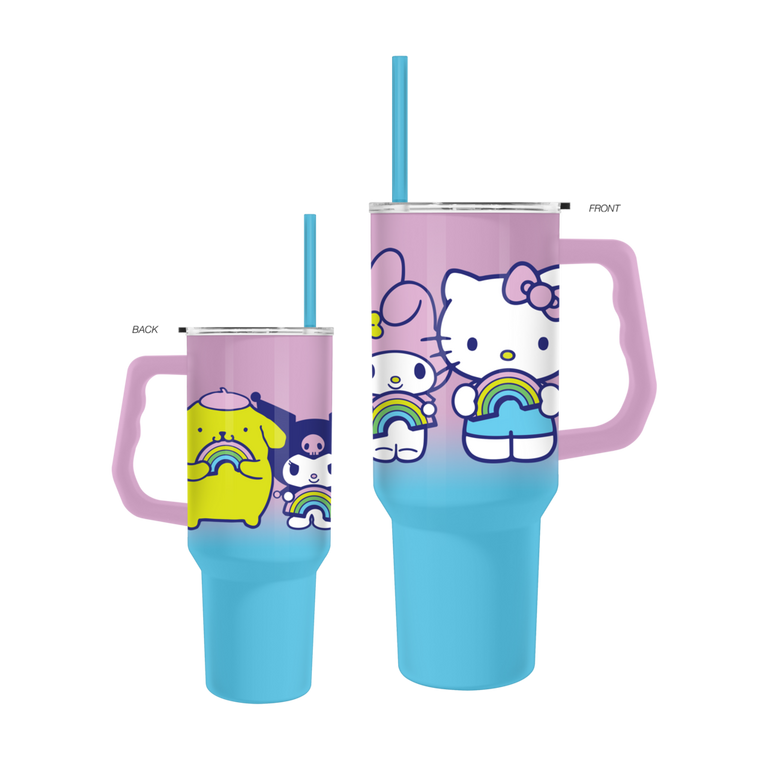 Sanrio Over the Rainbow Line Up Ombre 40oz Stainless Steel Tumbler with Handle