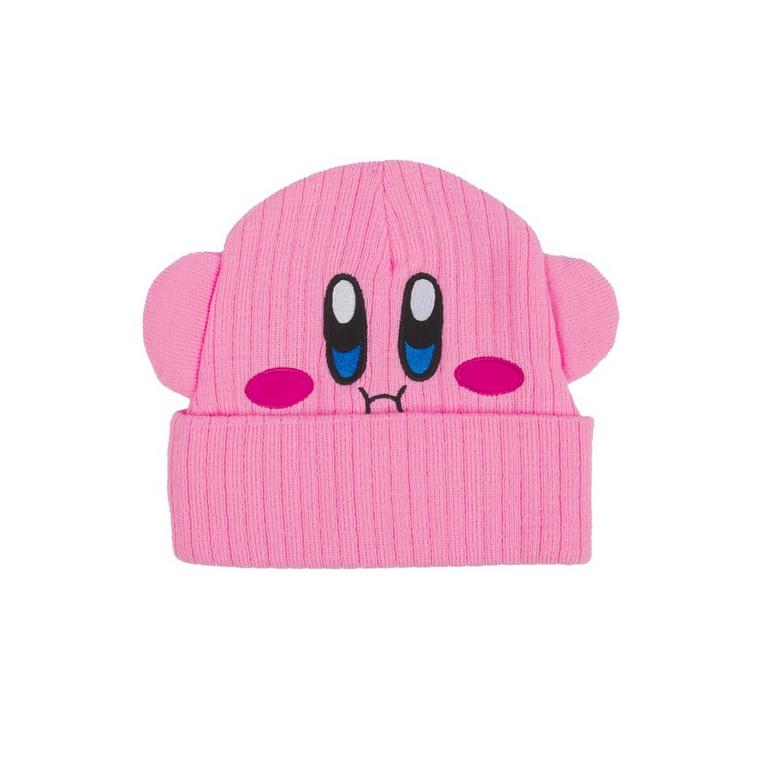 Kirby Beanie Hat Nintendo Retro Vintage Gamer Winter Birthday Christmas Gift Kirby Smiling Face Pink Cuffed Plain Skull Acrylic Knitted  main image 4