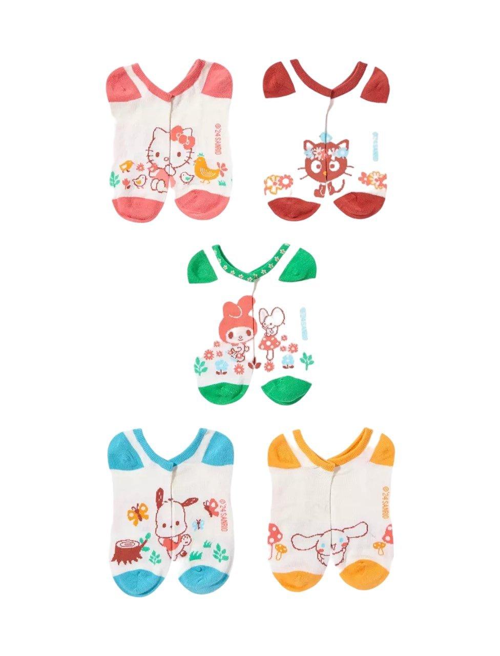 Sanrio Hello Kitty and Friends Floral Ankle Socks 5-Pack, High Point Design