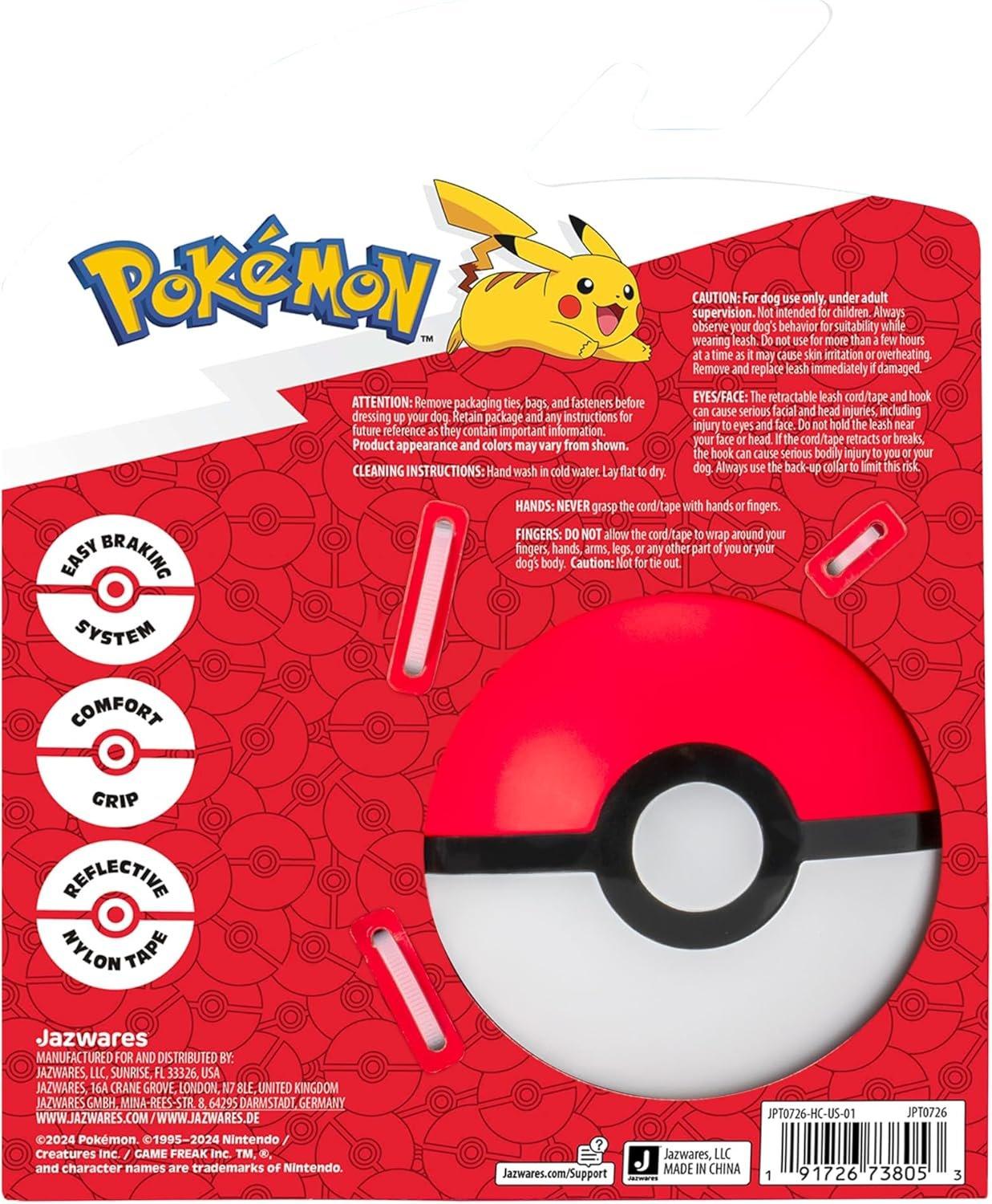 Jazwares Pokemon Poke Ball Retractable 16-Ft Dog Leash