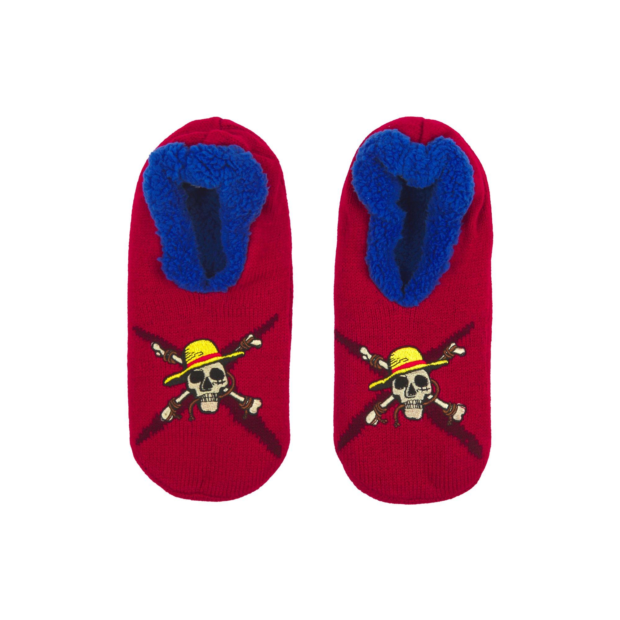 One Piece Straw Hat Jolly Roger Slipper Socks with Grippers 