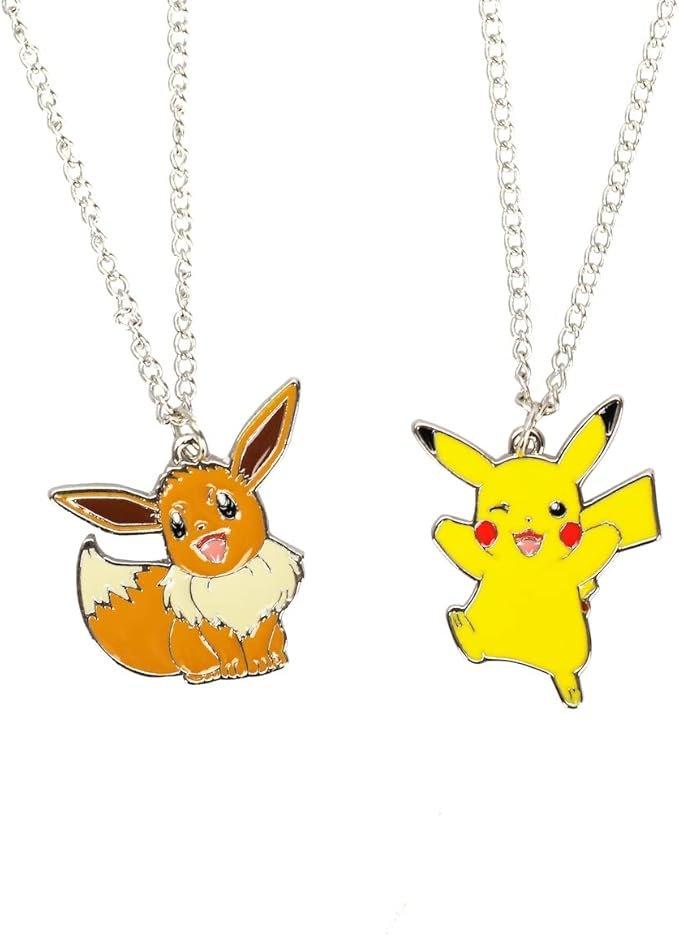 Pokemon Eevee and Pikachu Bestie Necklace Set with Magnetic