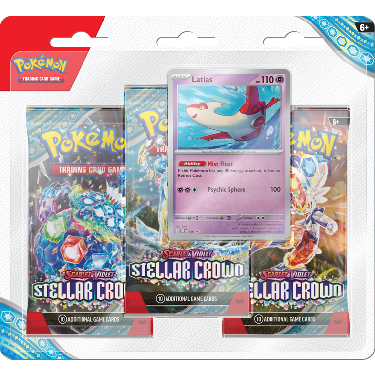 Pokemon Trading Card Game: Scarlet and Violet Stellar Crown Three Booster  Blister