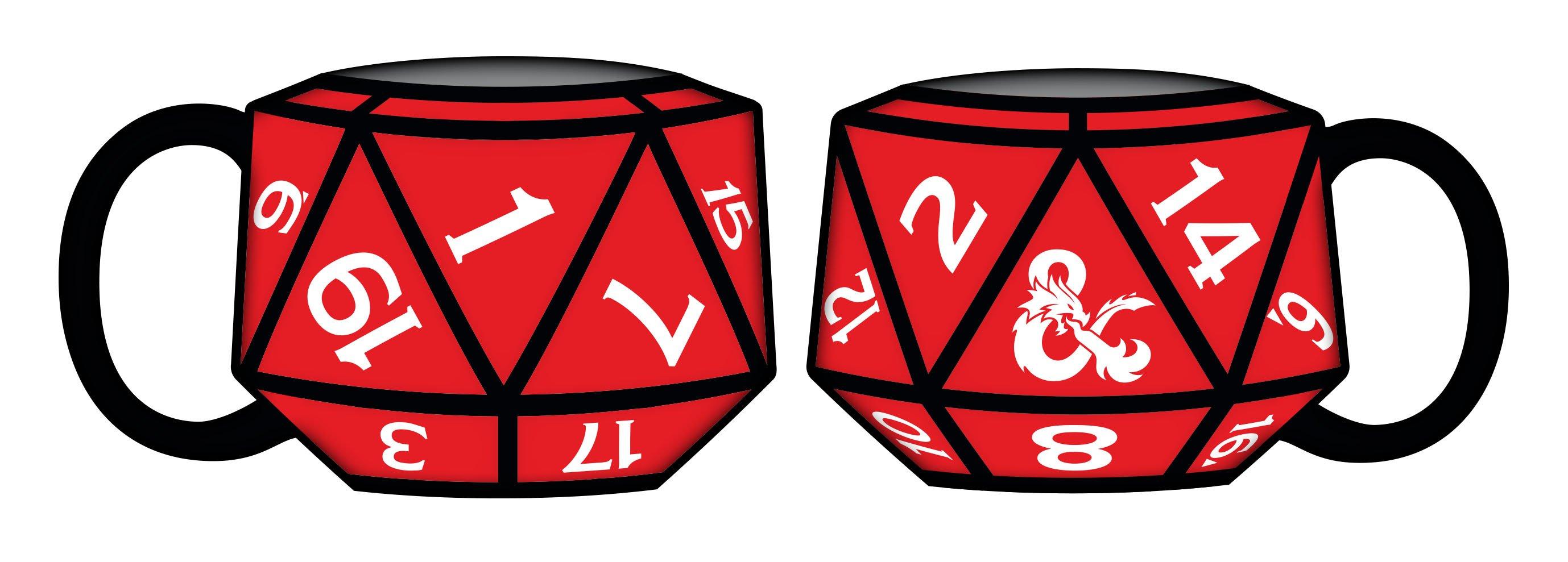 Dungeons and Dragons D20 Die 20 oz Ceramic 3D Sculpted Mug