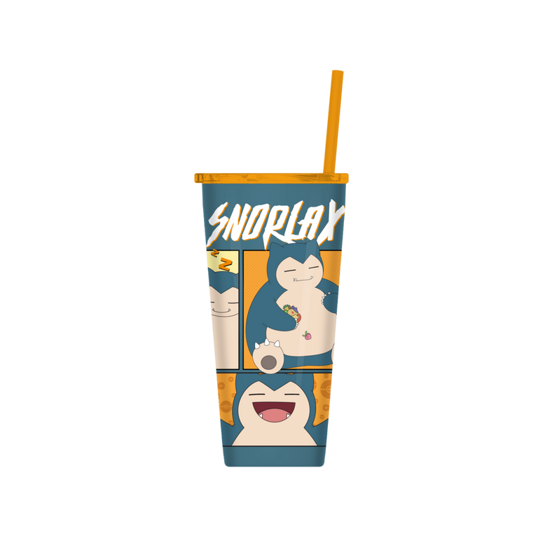 Pokemon Snorlax Pose Panels Double Walled Stainless Steel 22oz Tumbler with Straw