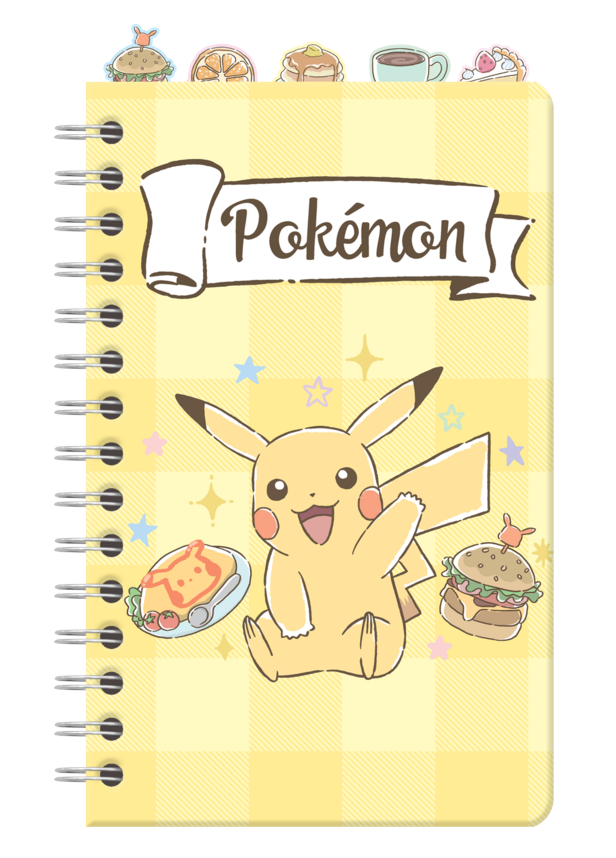 Pokemon Tossed Cafe Food Characters And Icons 8x5 Inch Spiral Tabbed Notebook