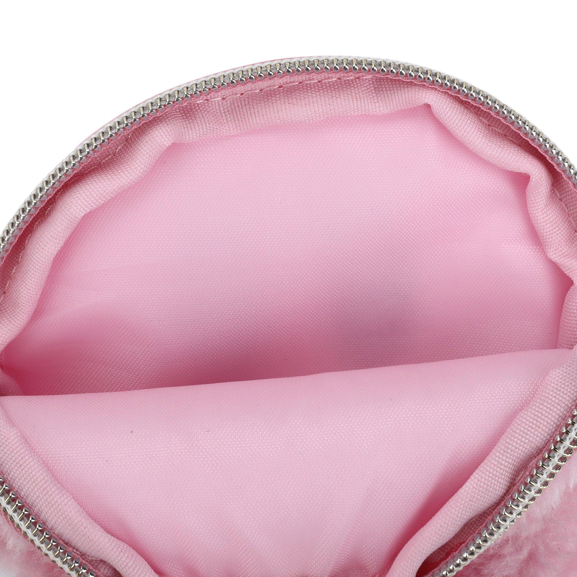 Retro Kirby Faux Fur Coin Purse with Detachable Strap and Cake Charm