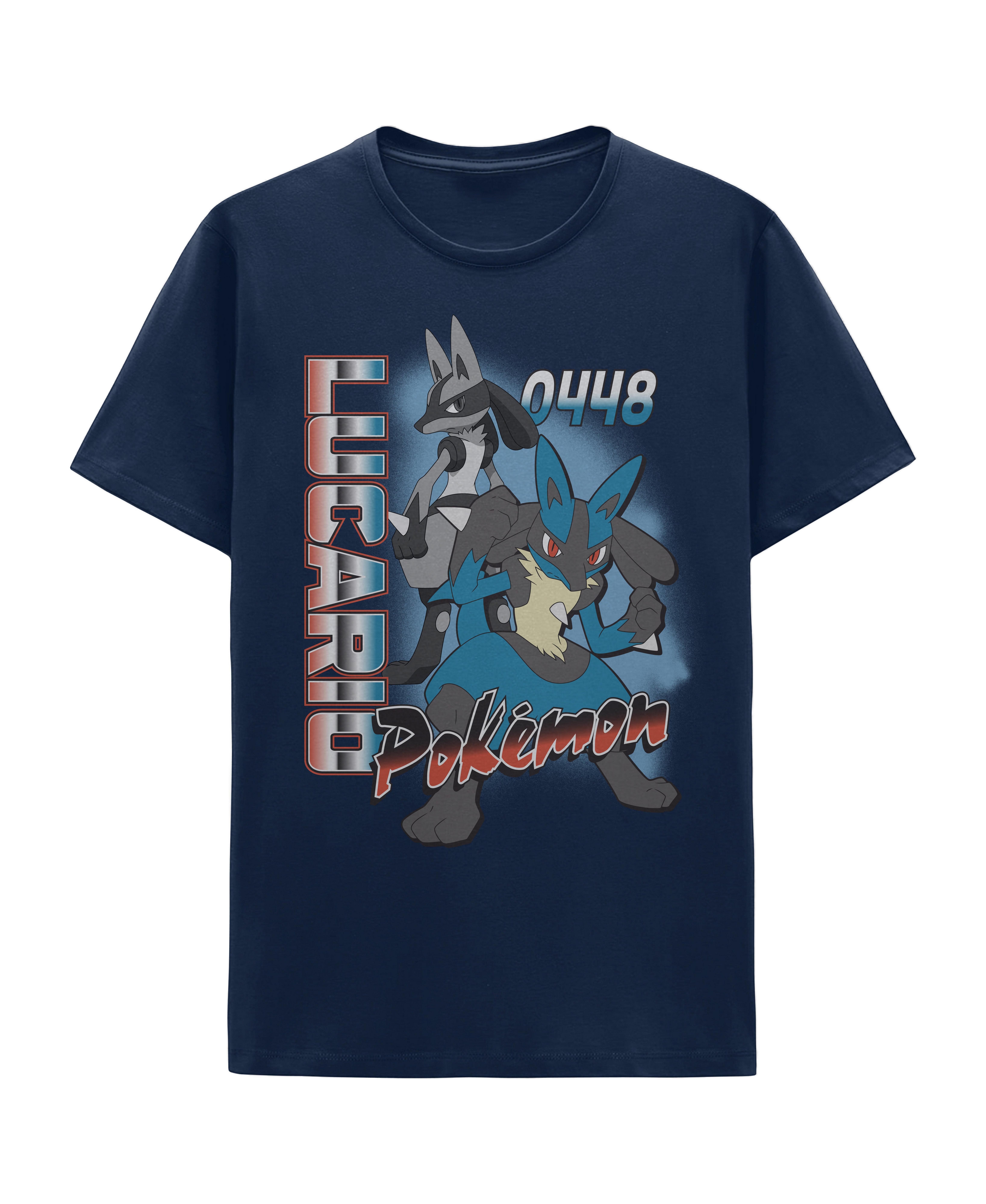 Pokemon Lucario Graphic Navy Blue Unisex T-Shirt GameStop Exclusive, Size: Large, Hybrid Apparel