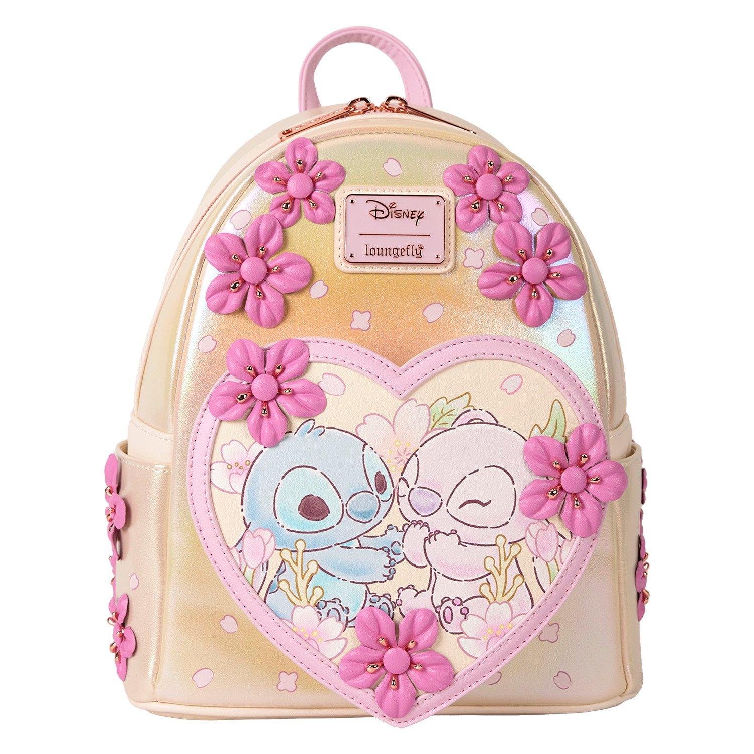 【Loungefly】スティッチ＆スクランプ さくら ミニ バックパック Loungefly x Stitch & Angel Cherry Blossom All-Over Print
