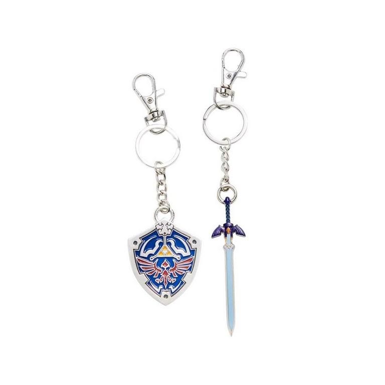 The Legend of Zelda Master Sword and Hylian Shield Keychain Set