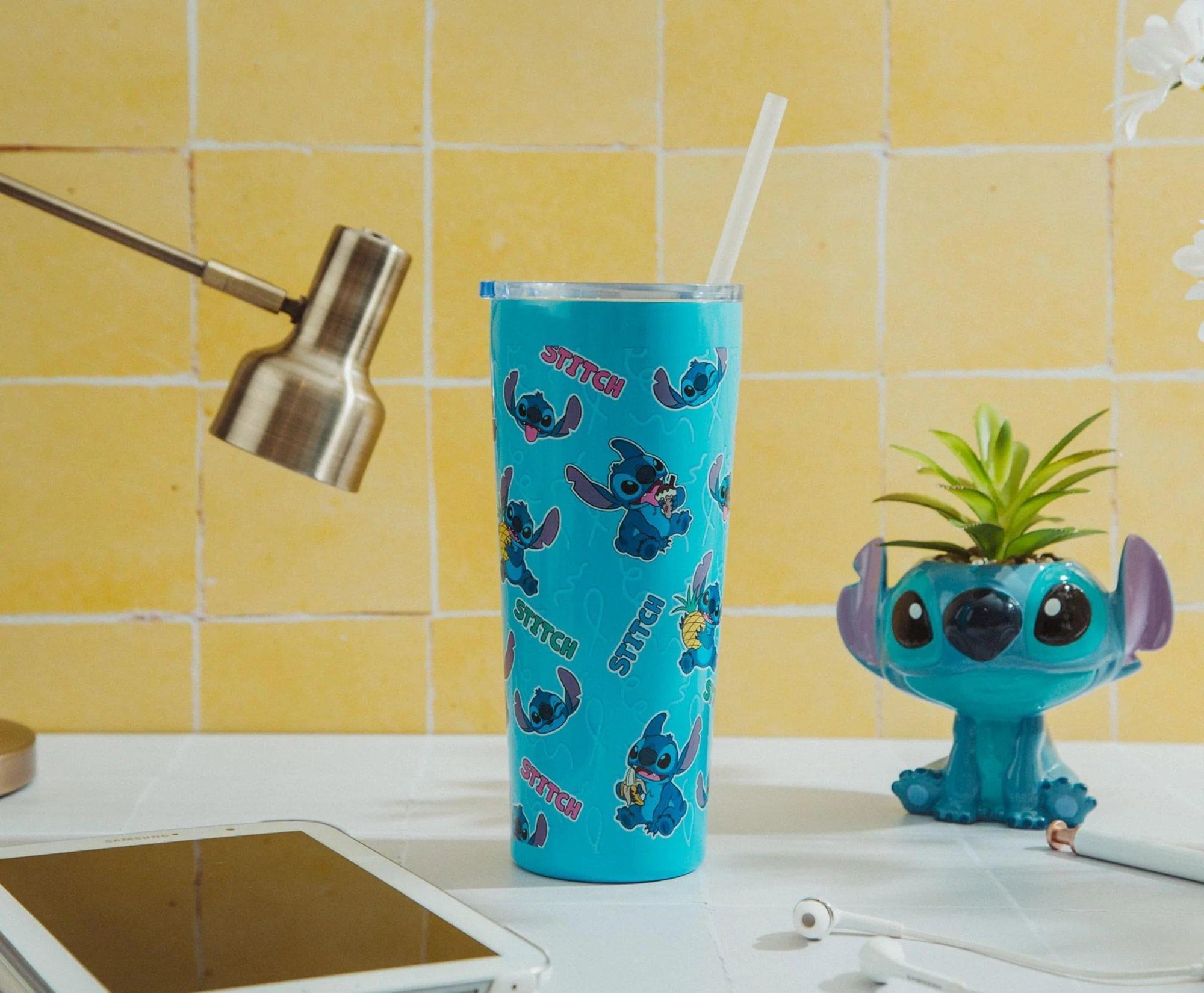Silver Buffalo Disney Lilo & Stitch Snack Toss Double-Walled Stainless Steel 22oz Tumbler