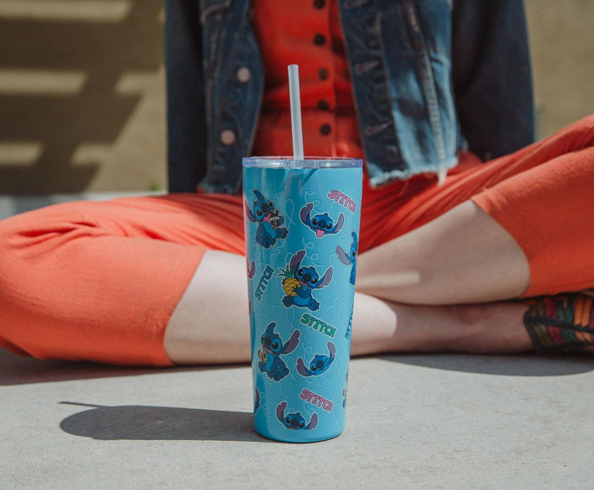 Silver Buffalo Disney Lilo & Stitch Snack Toss Double-Walled Stainless Steel 22oz Tumbler