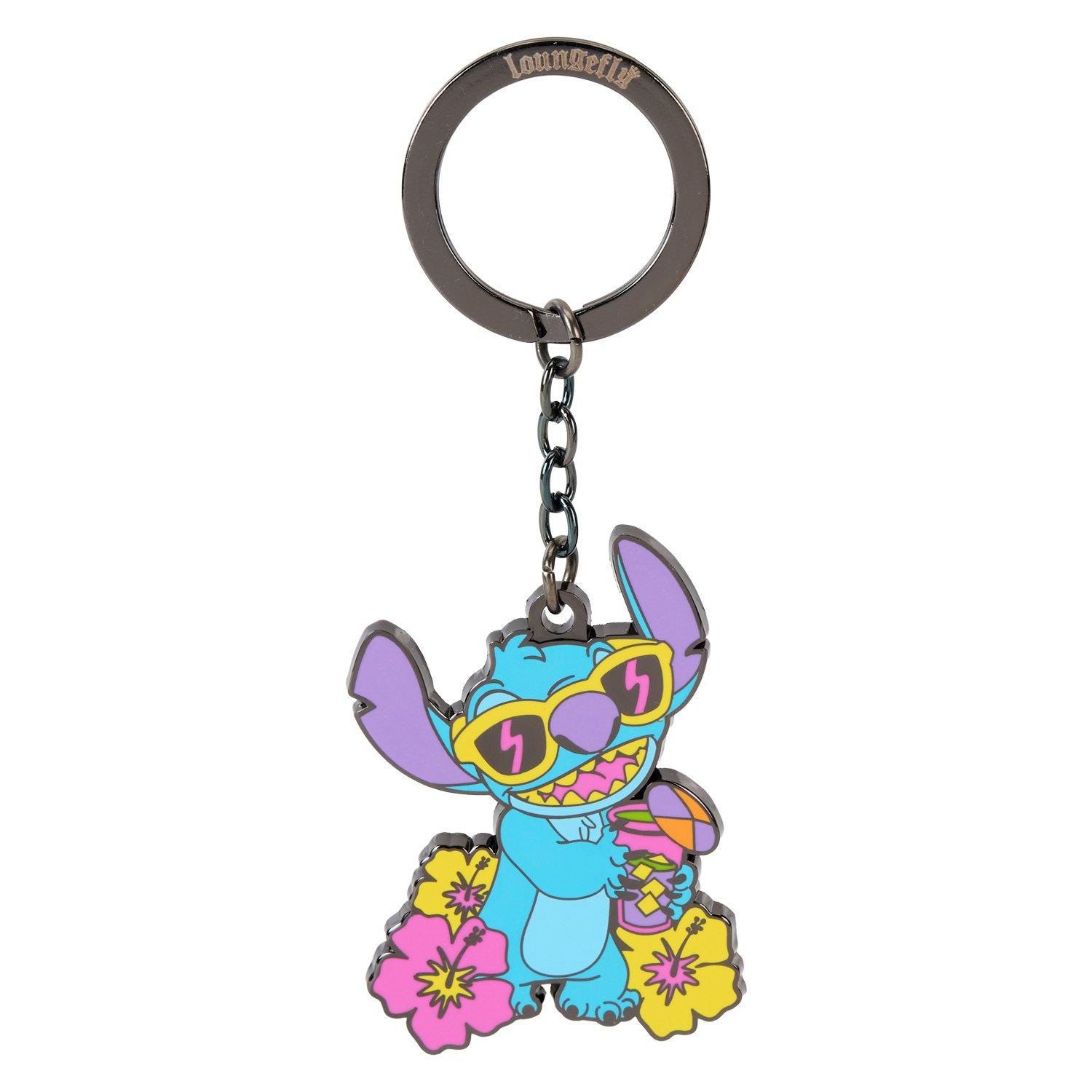 Loungefly Disney Stitch Floral Blacklight Keychain GameStop Exclusive