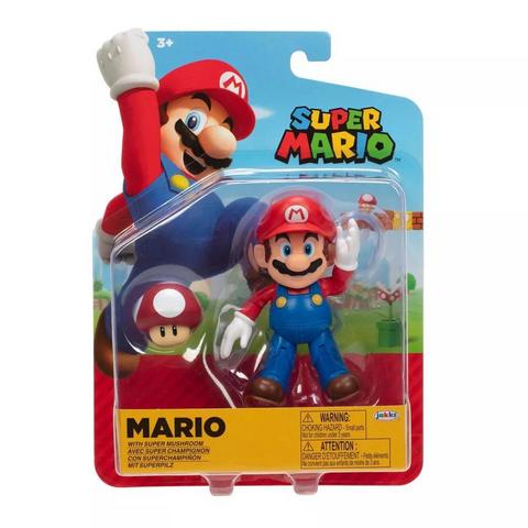 Jakks Pacific Super Mario Luigi (Red Mushroom) 4-in Action Figure