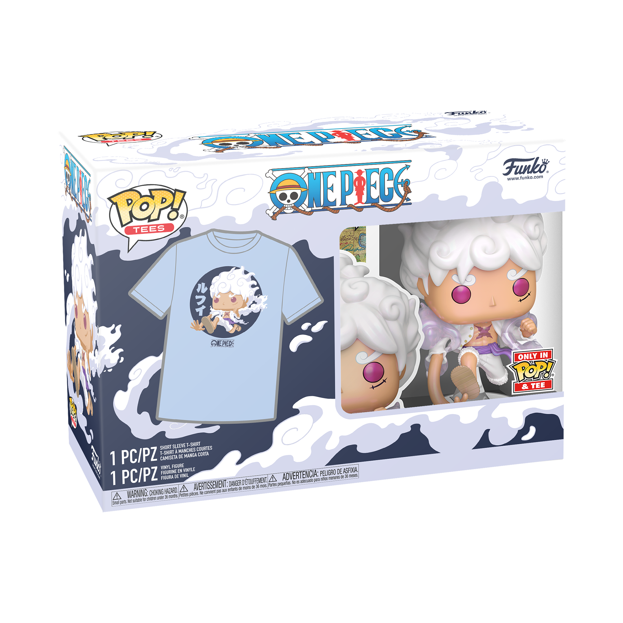 Funko POP! and Tee: One Piece Gear Five Luffy 5.35-in Vinyl Figure and Short Sleeve Unisex T-Shirt