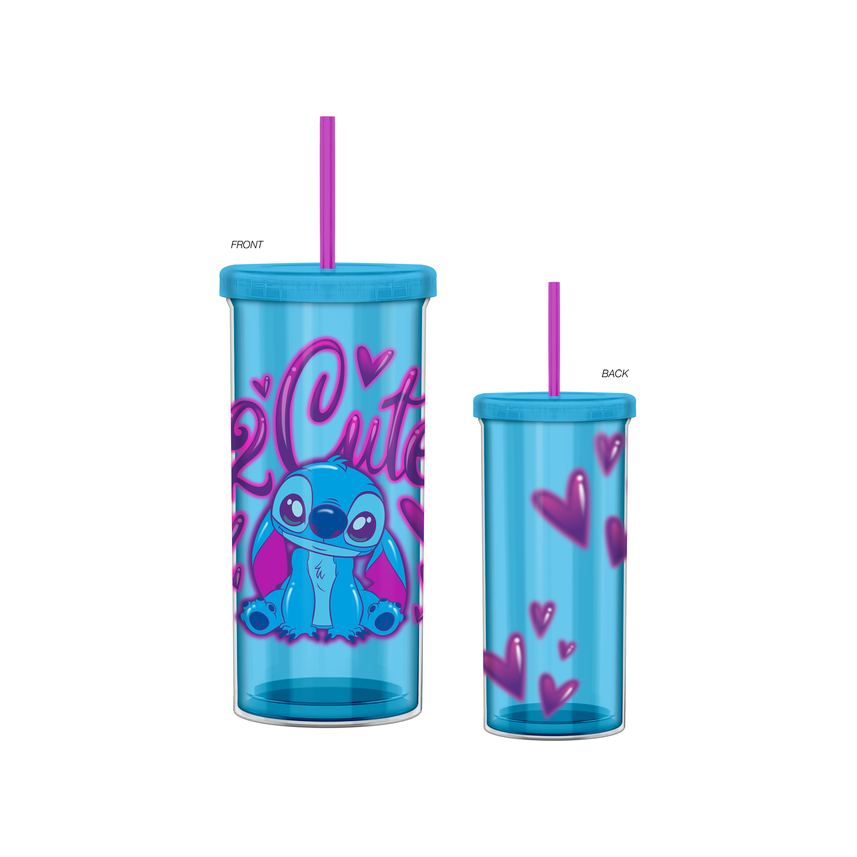 Lilo And Stitch Airbrush 20oz Plastic Tall Cold Cup with Lid And Straw