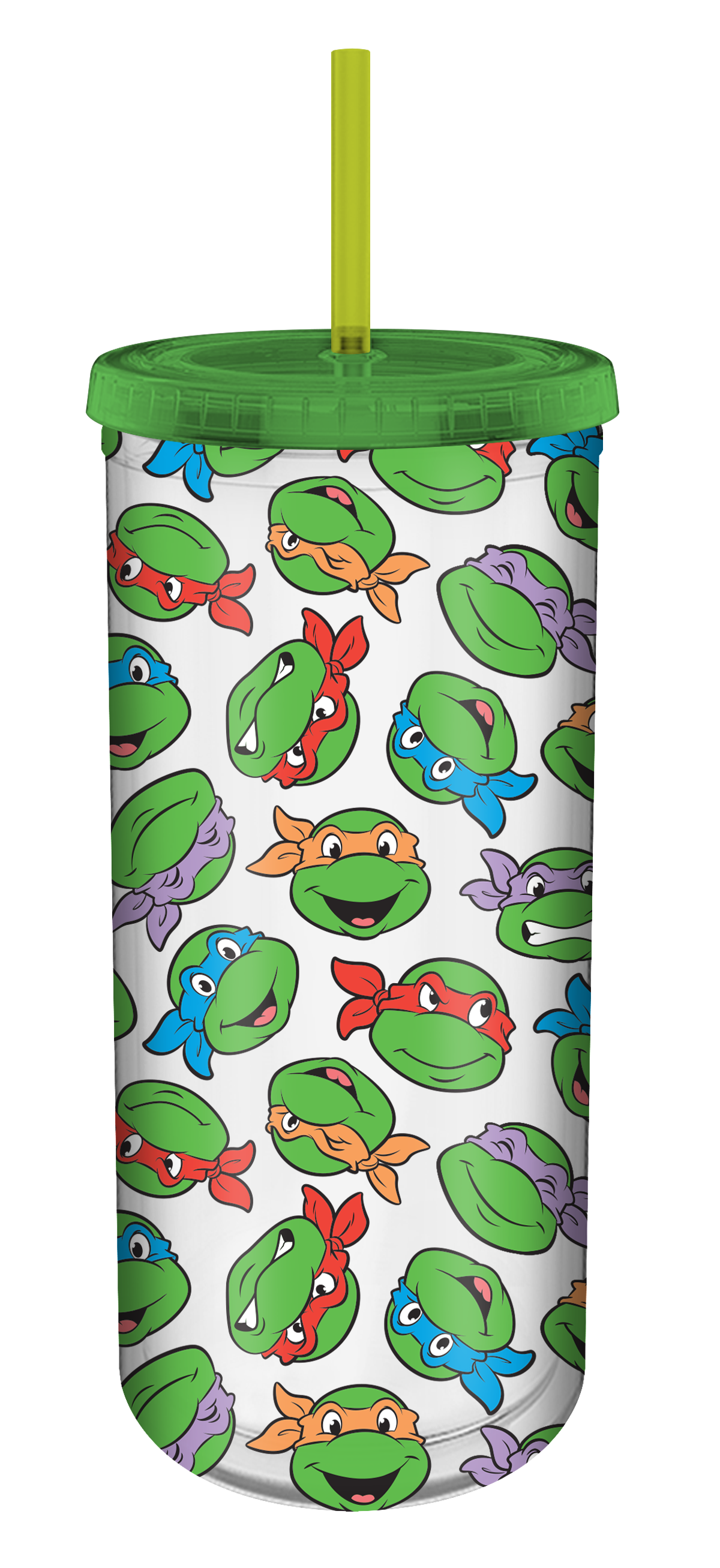 Teenage Mutant Ninja Turtles Multi Face Pattern 20oz Plastic Tall Cold Cup with Lid and Straw