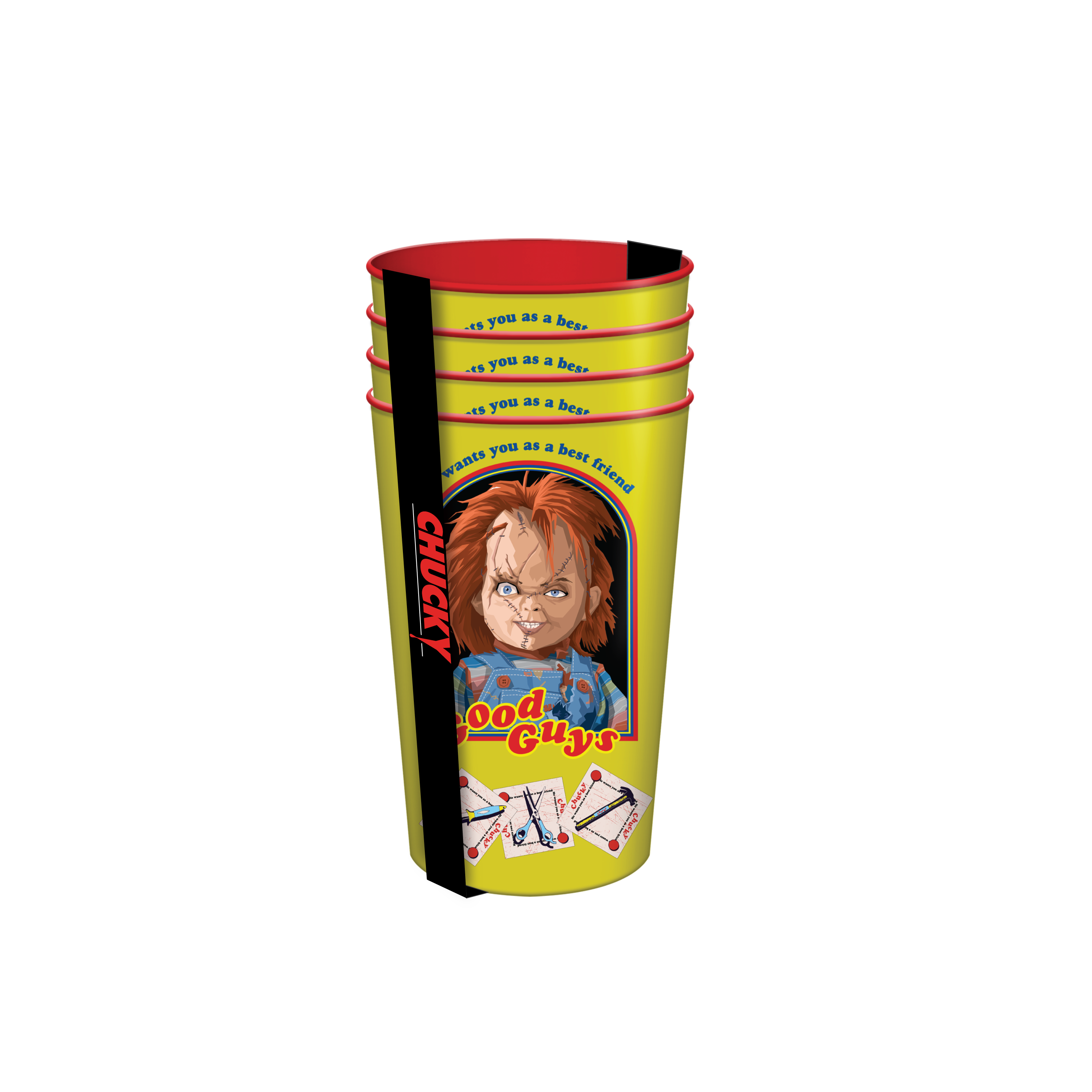 Silver Buffalo Chucky Good Guys 4 -Piece 22oz Plastic Cup Set