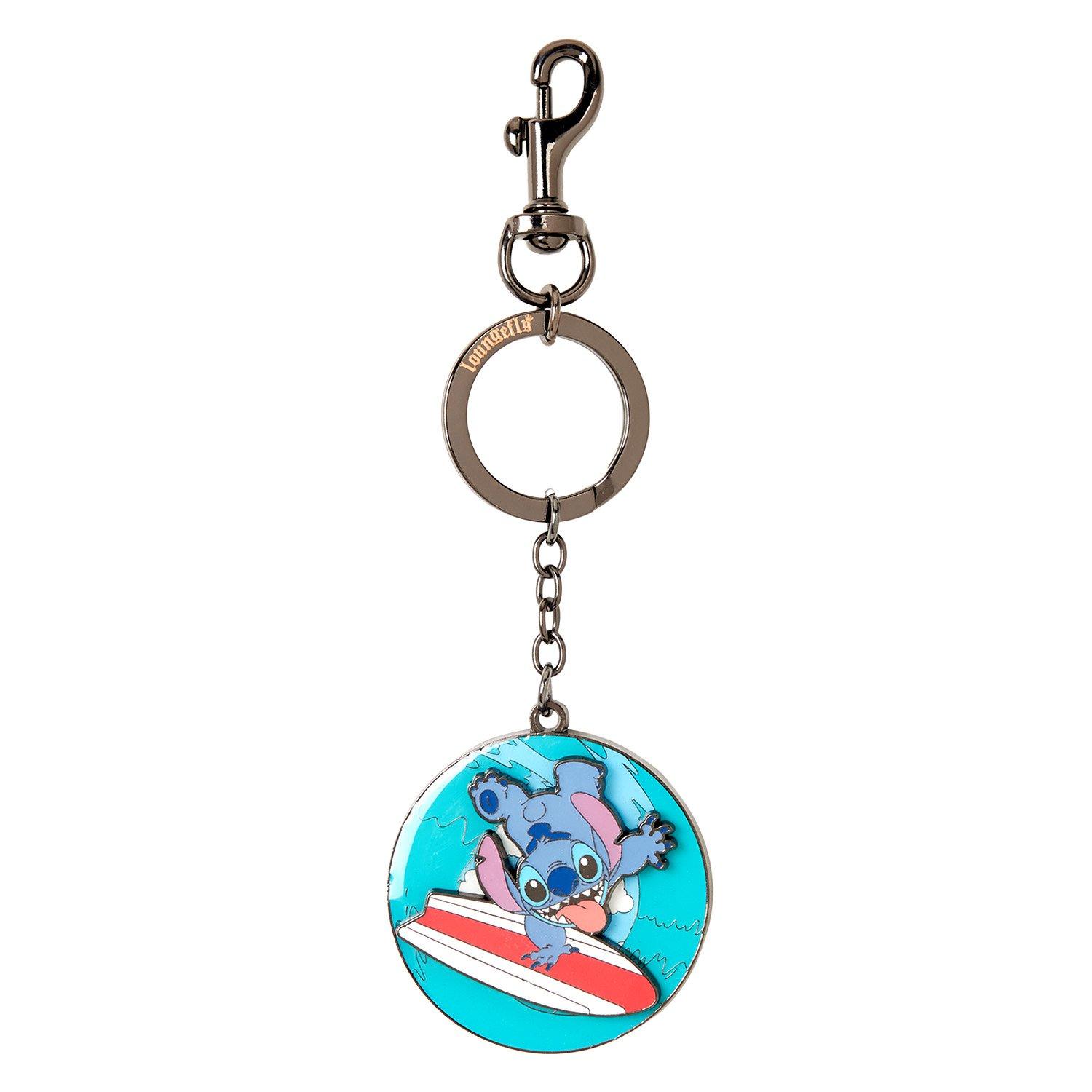 Loungefly Disney Lilo and Stitch Spinning Stitch Surfer Keychain GameStop Exclusive