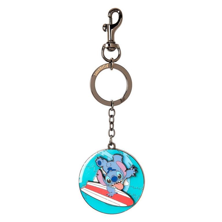Loungefly Disney Lilo and Stitch Spinning Stitch Surfer Keychain GameStop Exclusive