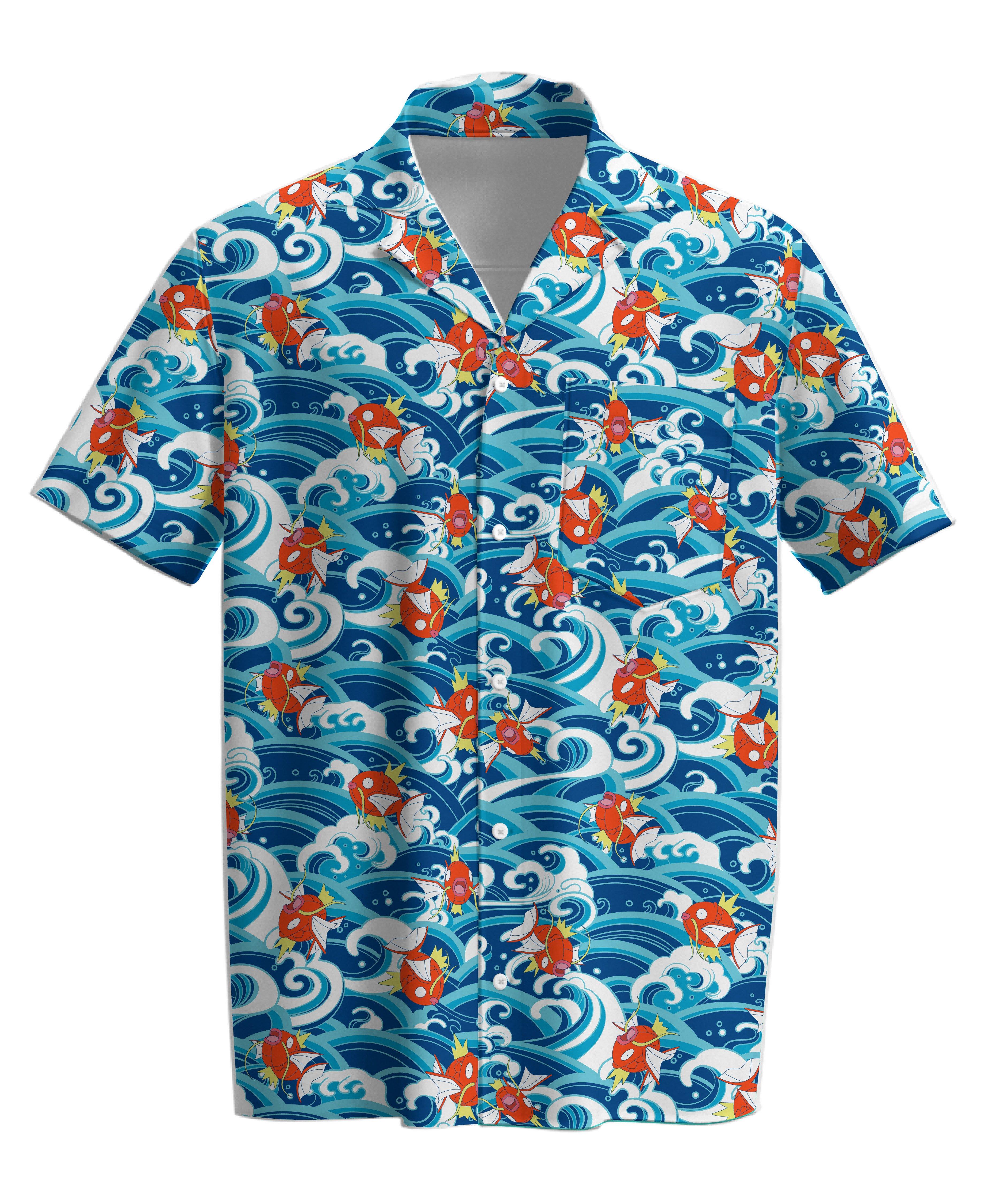 Pokemon Magikarp Waves Woven Unisex Button-Up Collard Shirt GameStop Exclusive, Size: XL, Hybrid Apparel