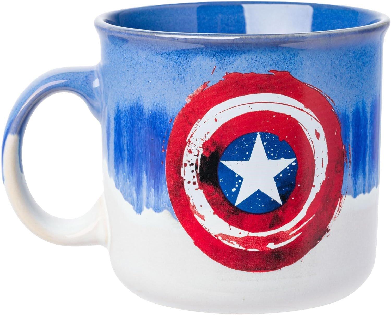 Marvel Captain America Shield Reactive Glaze 20oz Ceramic Camper Mug