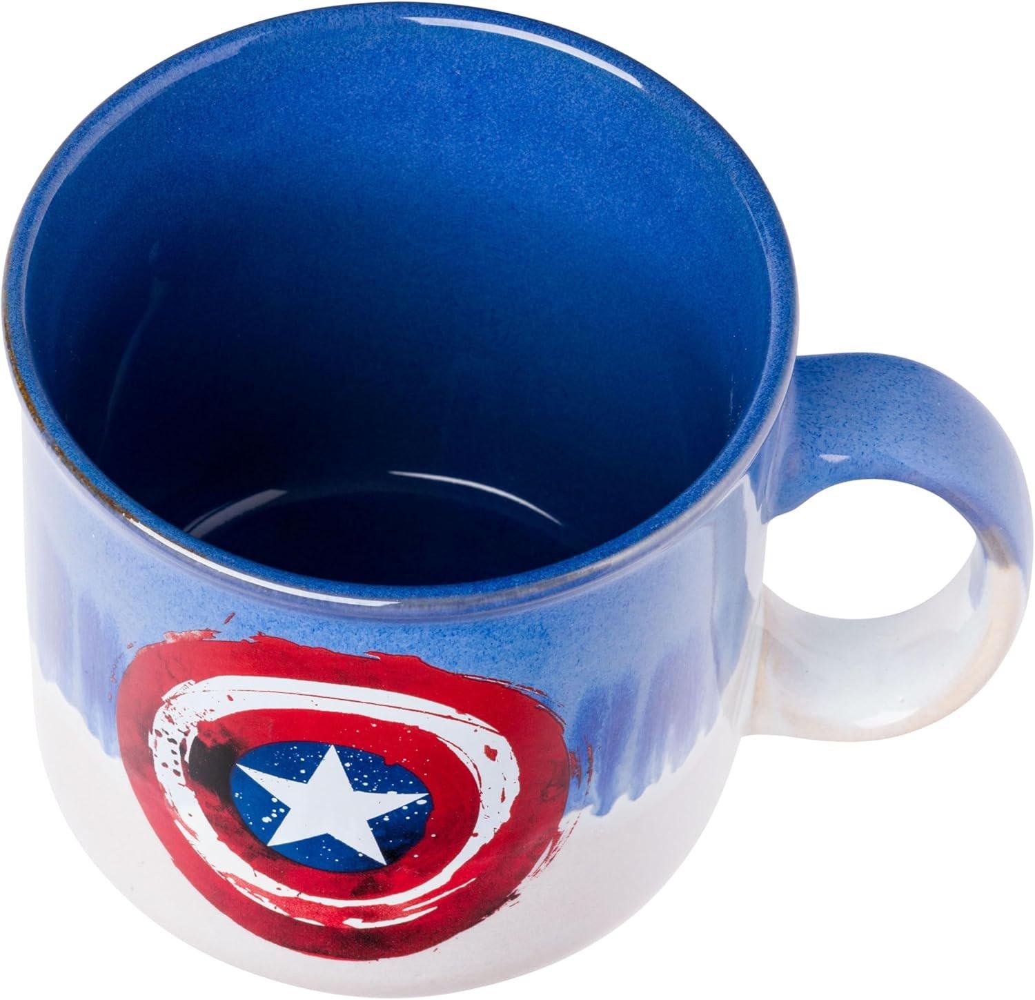 Marvel Captain America Shield Reactive Glaze 20oz Ceramic Camper Mug