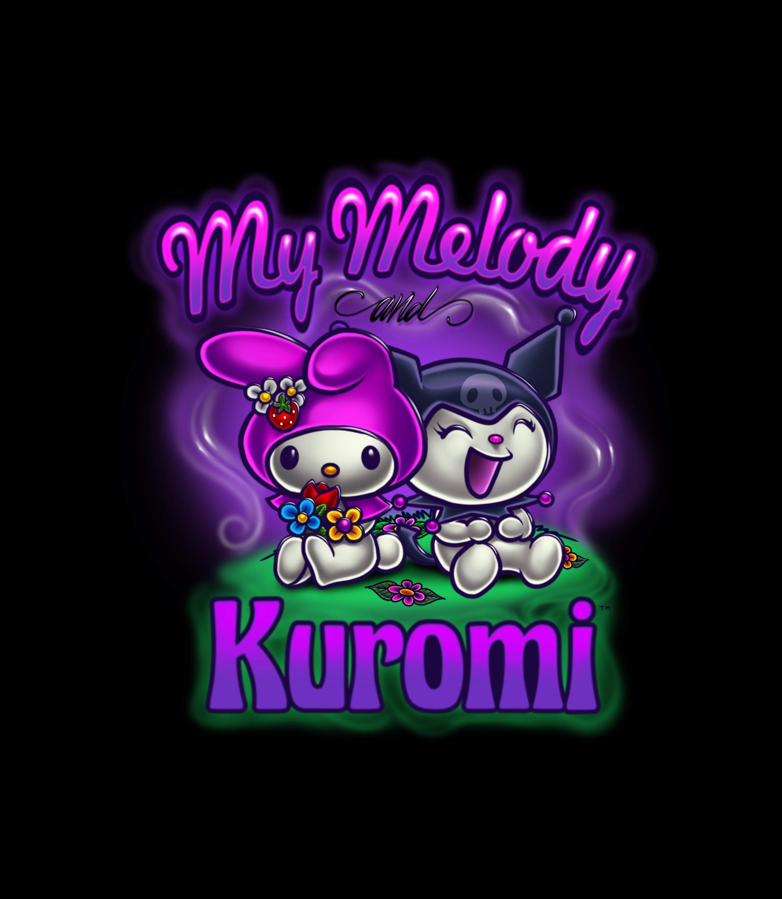 My Melody & Kuromi Black Airbrush T-Shirt
