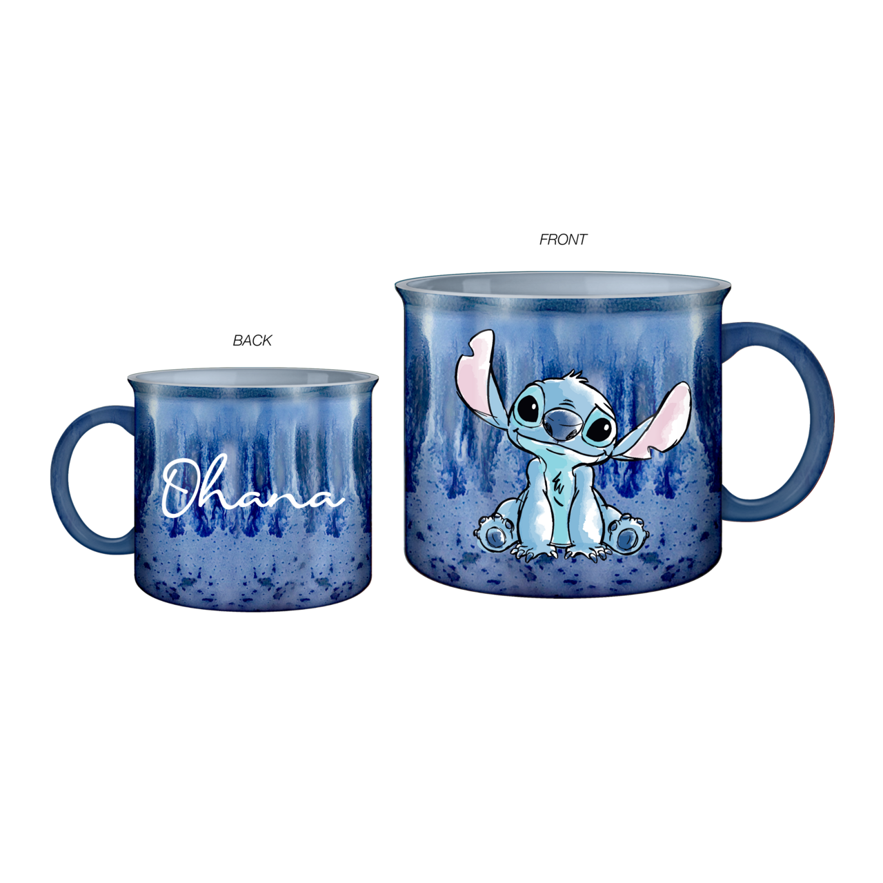 【新品未使用】Ohana cam / NAVY Lilo and Stitch Sketchy Seated Stitch Ohana Script Ceramic Camper