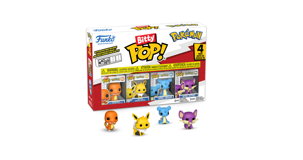 Funko Bitty POP! Pokemon Vinyl Figure Set 4-Pack (Charmander, Jolteon, Lapras, Rattata)