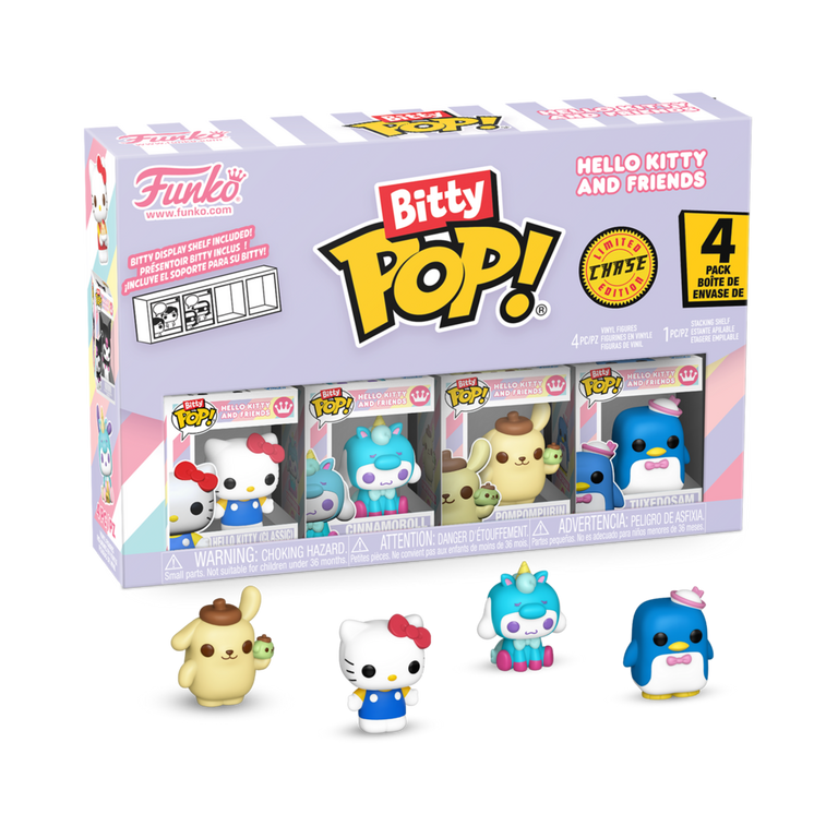 Funko Bitty POP! Sanrio Hello Kitty and Friends Vinyl Figure Set 4-Pack (Hello Kitty, Cinnamoroll&ndash;Unicorn, Pompompurin, and Mystery Pop!)