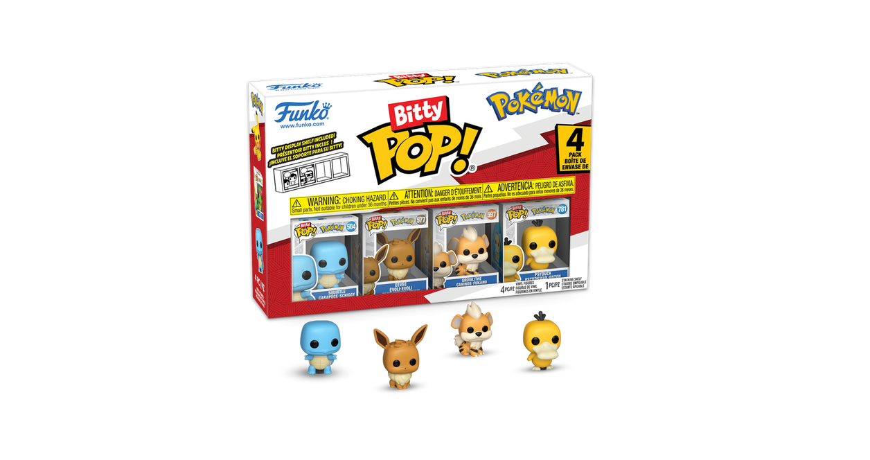 Funko Bitty POP! Pokemon Vinyl Figure Set 4-Pack (Squirtle, Eevee, Growlithe, Psyduck)
