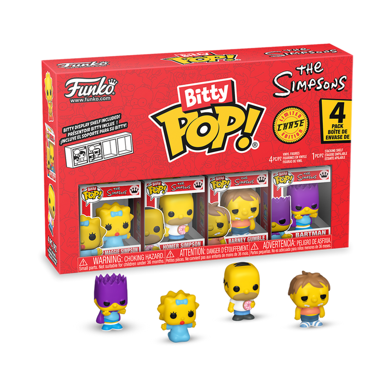 Funko Bitty POP! The Simpsons Vinyl Figure Set 4-Pack (Maggie Simpson, Homer Simpson,  Barney Gumble, and Mystery Pop!)