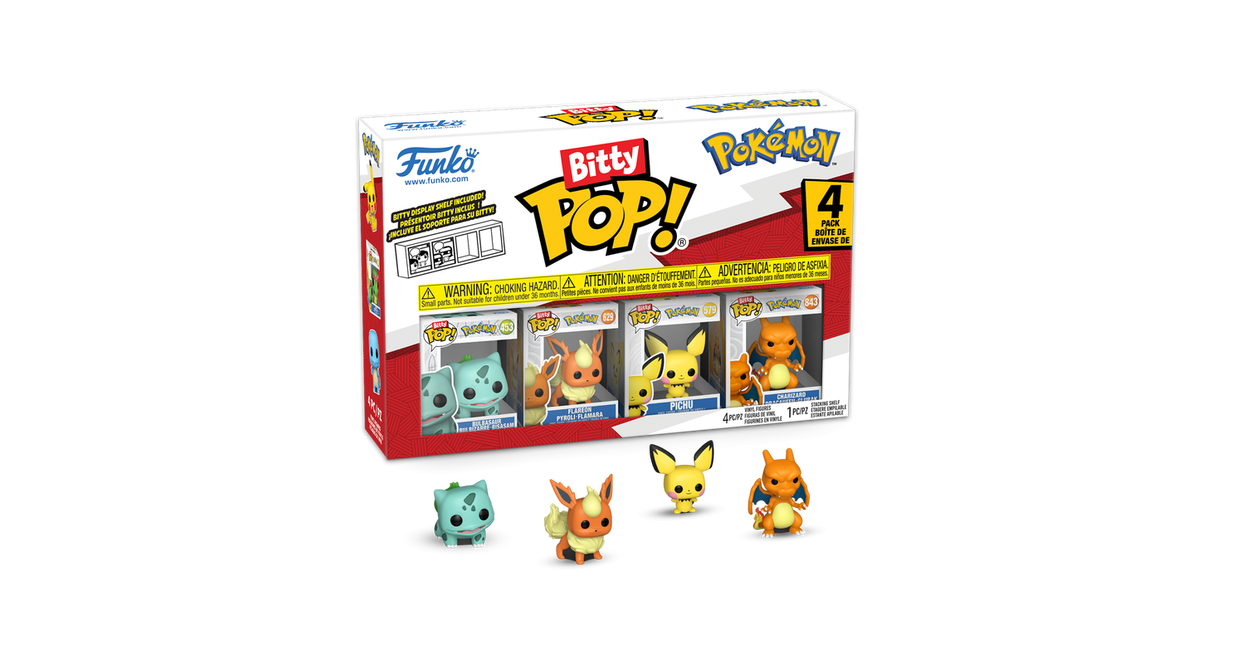 Funko Bitty POP! Pokemon Vinyl Figure Set 4-Pack (Bulbasaur, Flareon, Pichu, Charizard)