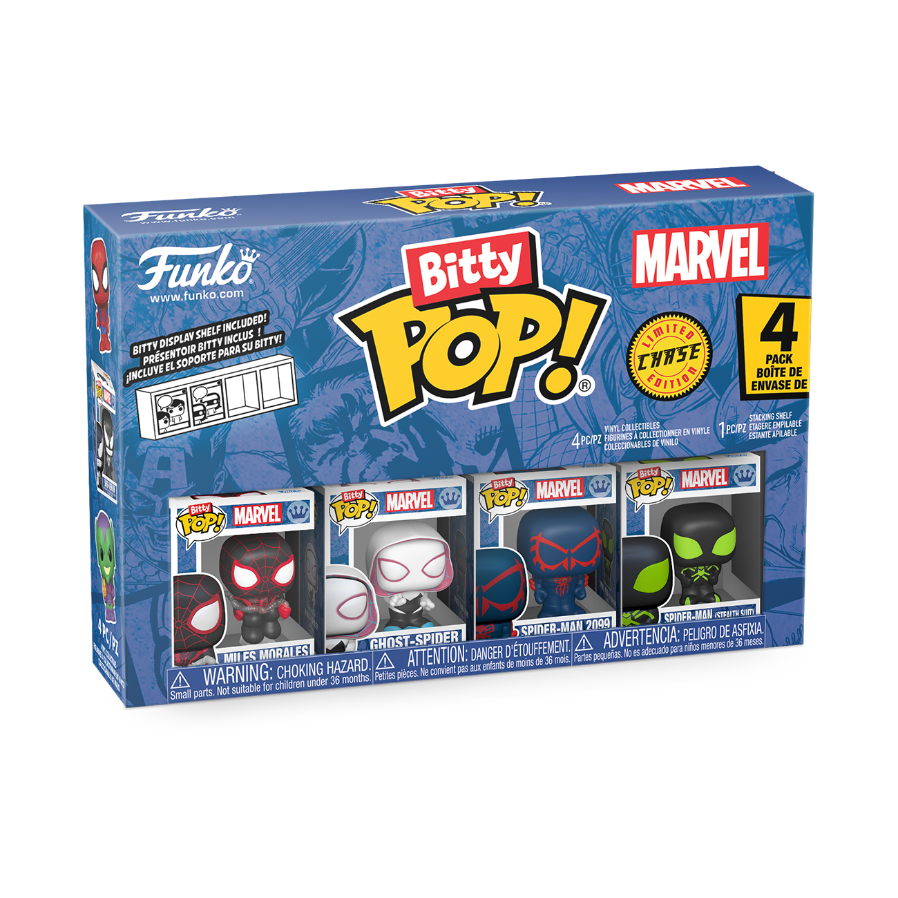 Funko Bitty POP! Marvel Vinyl Figure Set 4-Pack (Miles Morales, Ghost-Spider, Spider-Man 2099