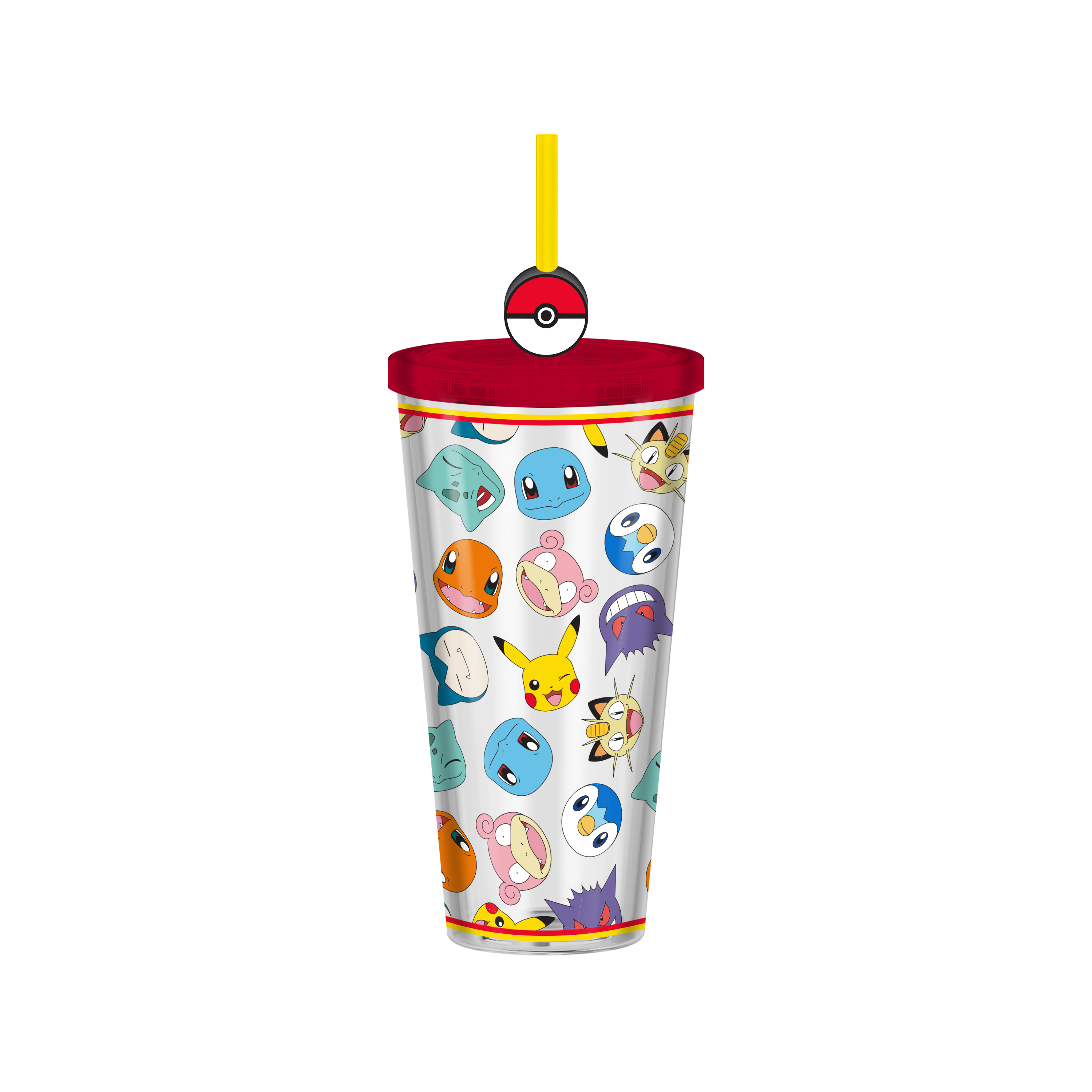 Pokemon Multi-Character Head Toss 24oz Plastic Cold Cup with Lid