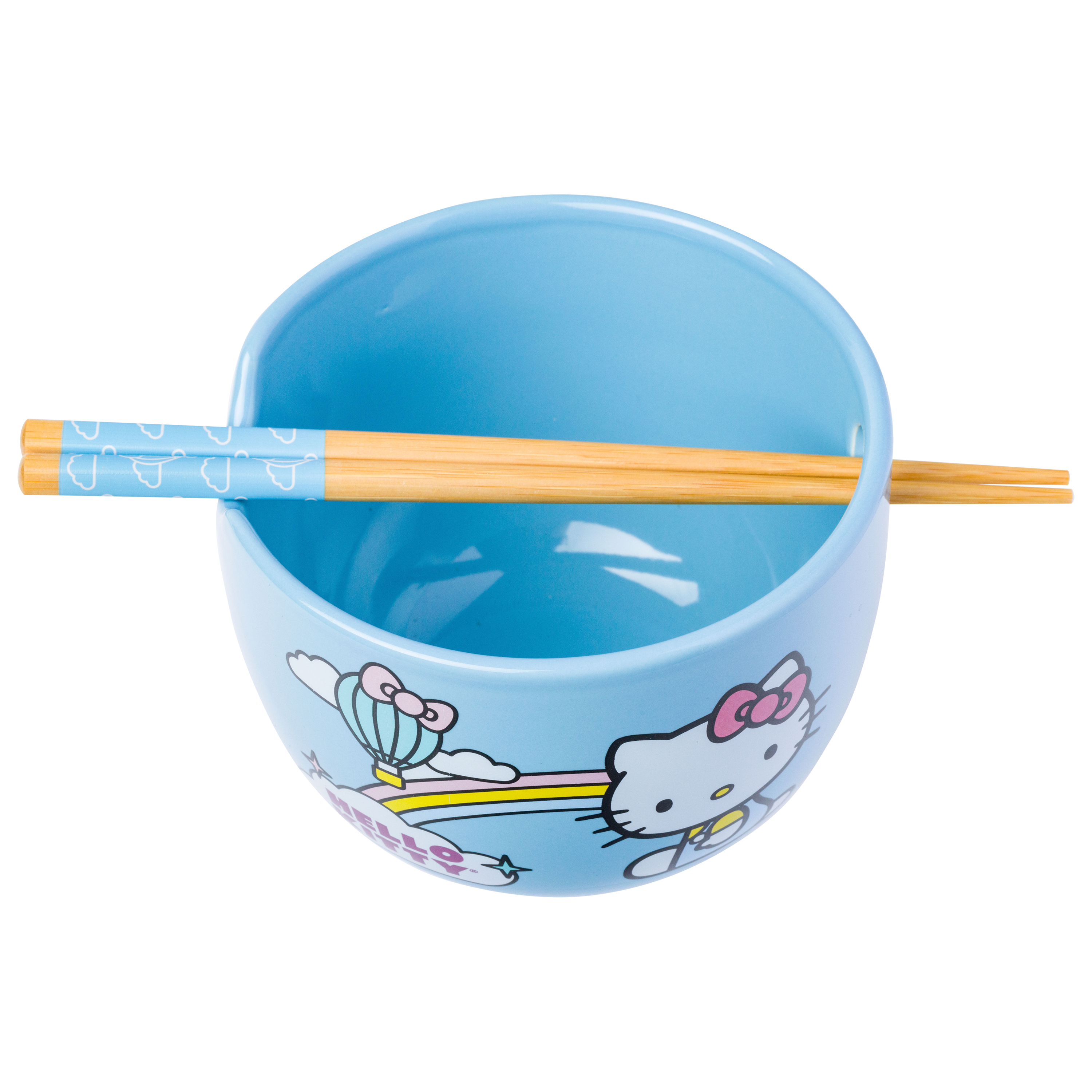 Sanrio Hello Kitty Seize The Moment Rainbow 20oz Ceramic Ramen Bowl with Chopsticks