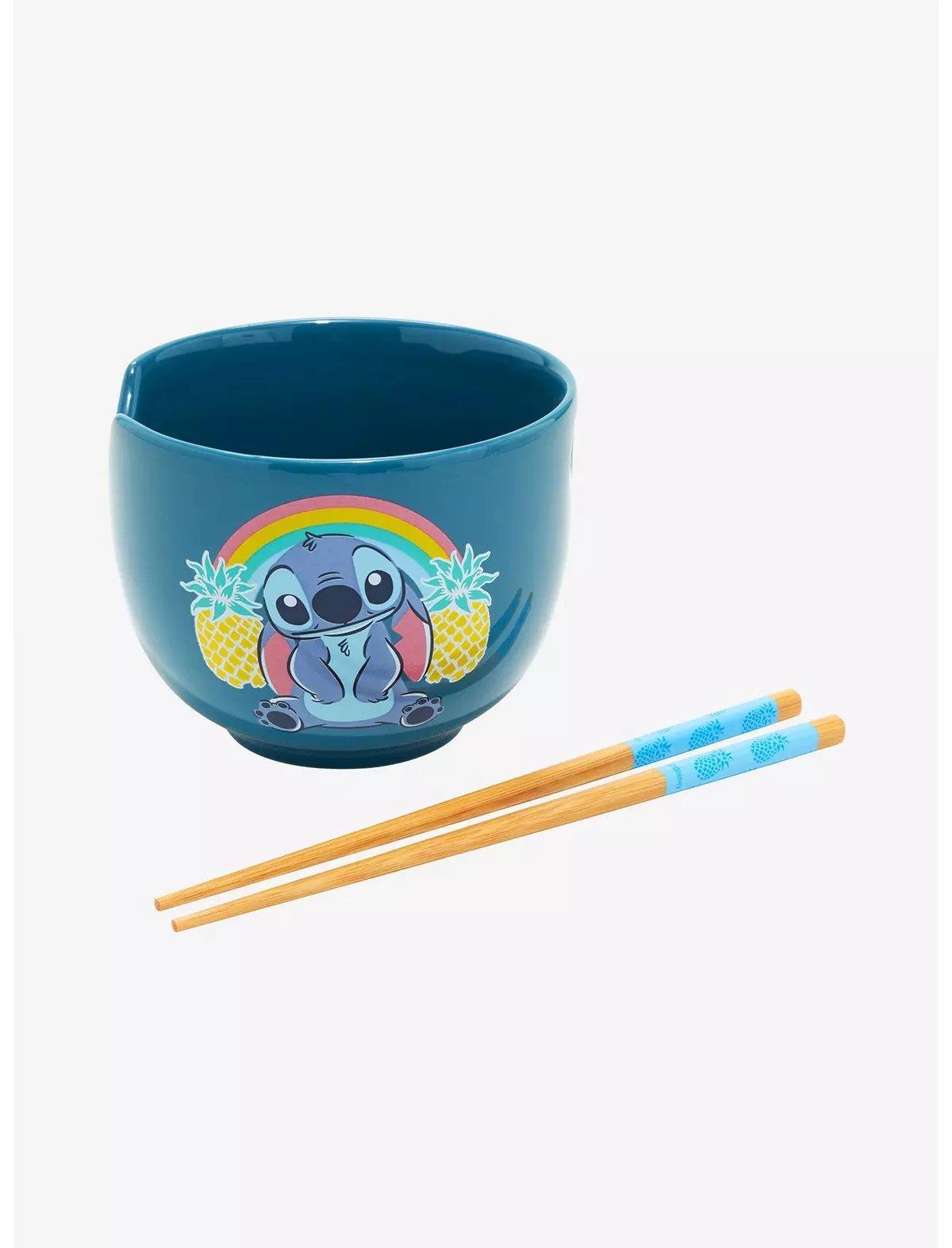 Lilo and Stitch Pineapple Rainbow 20oz Ceramic Ramen Bowl with Chopsticks