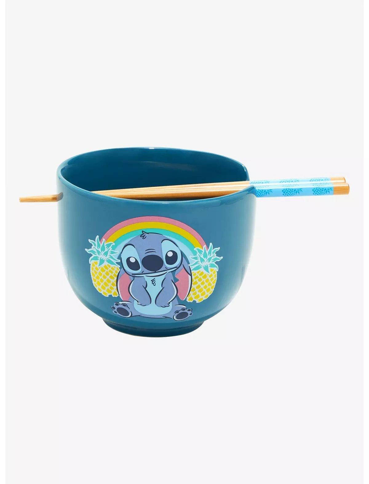 Lilo and Stitch Pineapple Rainbow 20oz Ceramic Ramen Bowl with Chopsticks