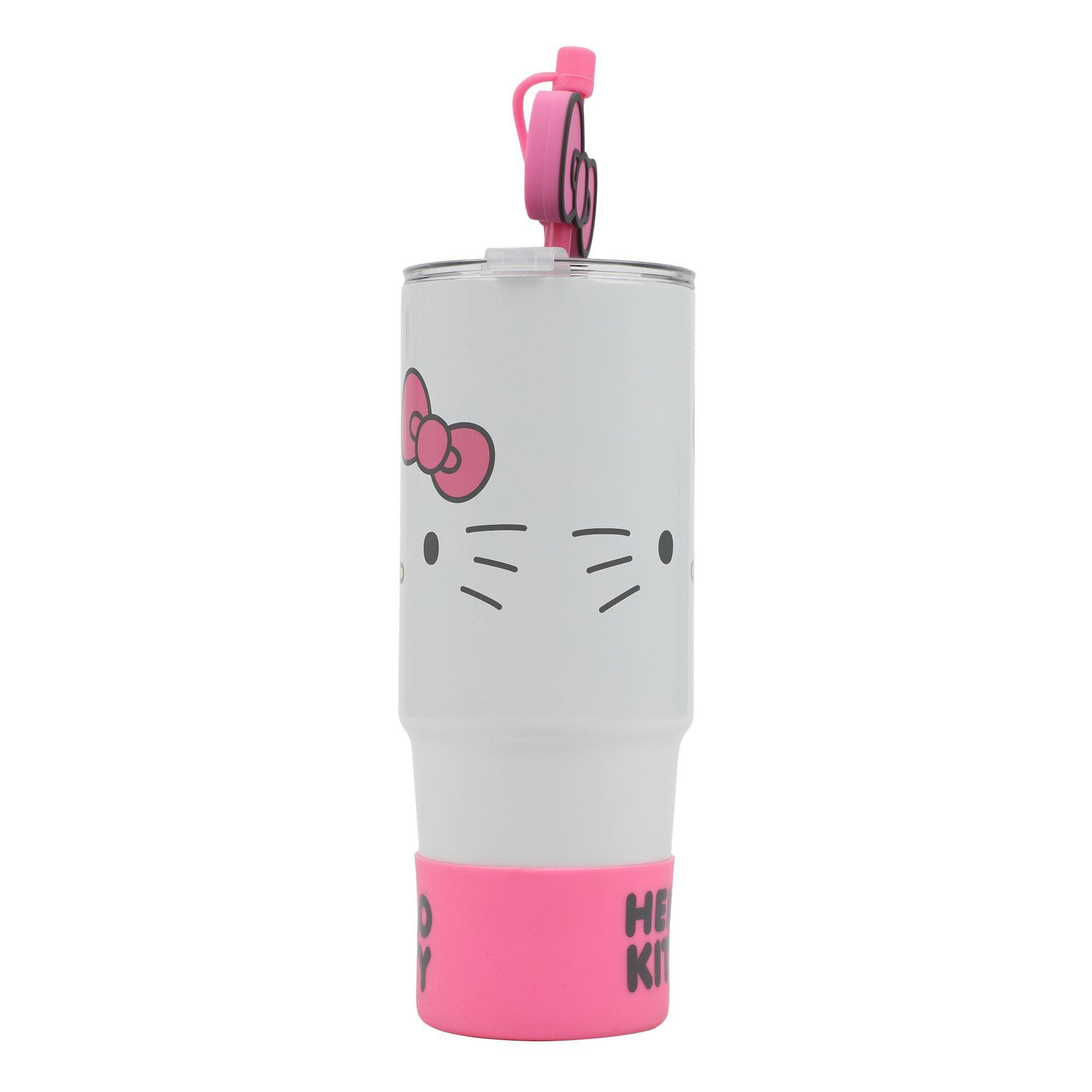 Sanrio Hello Kitty Stainless Steel with Pink Straw Charm and Silicone Boot