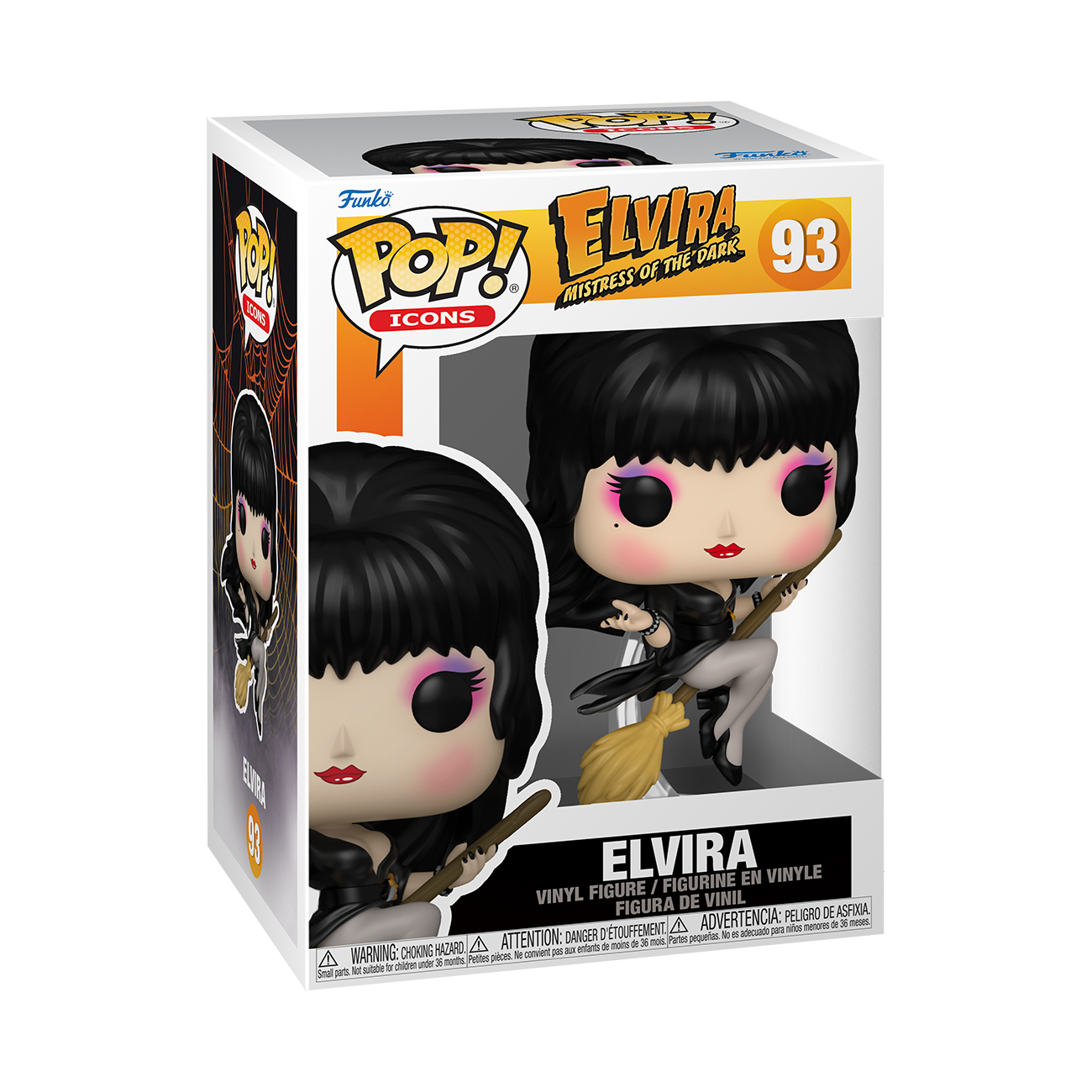 Funko POP! Icons: Elvira: Mistress of the Dark Elvira with Broom 4.9-in Vinyl Figure