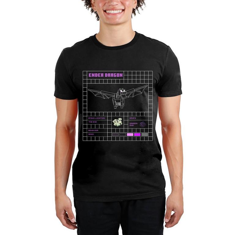 Minecraft Ender Dragon Grid Stats Black Unisex Short Sleeve T-Shirt