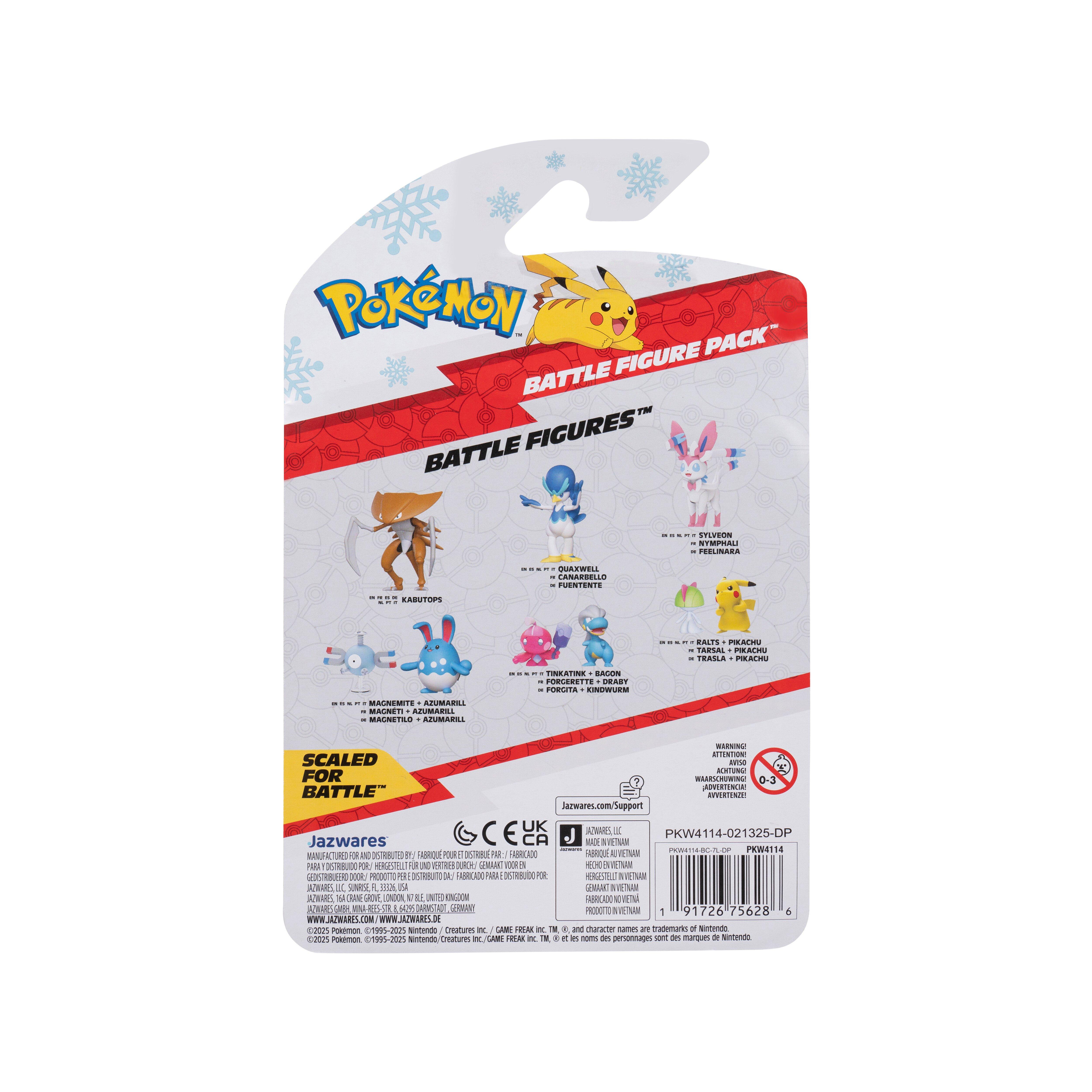 Jazwares Pokemon Christmas Holiday Charmander and Eevee 2-in Battle Figure Set 2-Pack