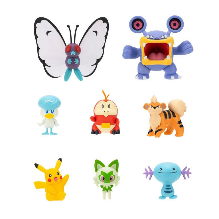 Jazwares Pokemon Battle Figure Multipack Set 8-Pack (Pikach, Fuecoco, Quaxly, Sprigatito, Wooper, Growlithe, Butterfree)