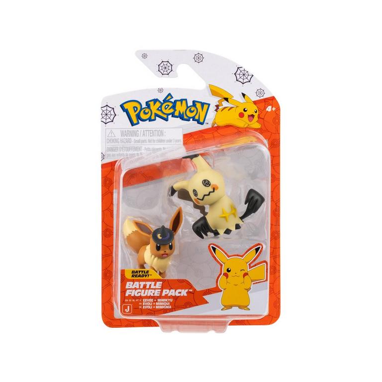 Jazwares Pokemon Eevee and Mimikyu 2-in Battle Figures 2-Pack