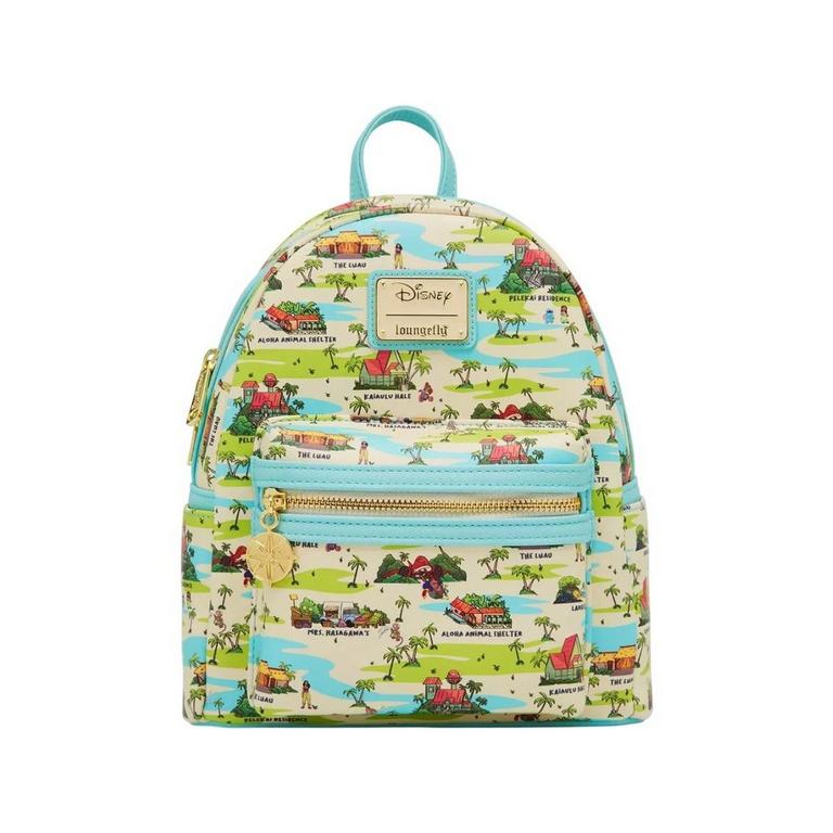 Loungefly Disney Lilo and Stitch Cast and Locations Allover Print Mini Backpack